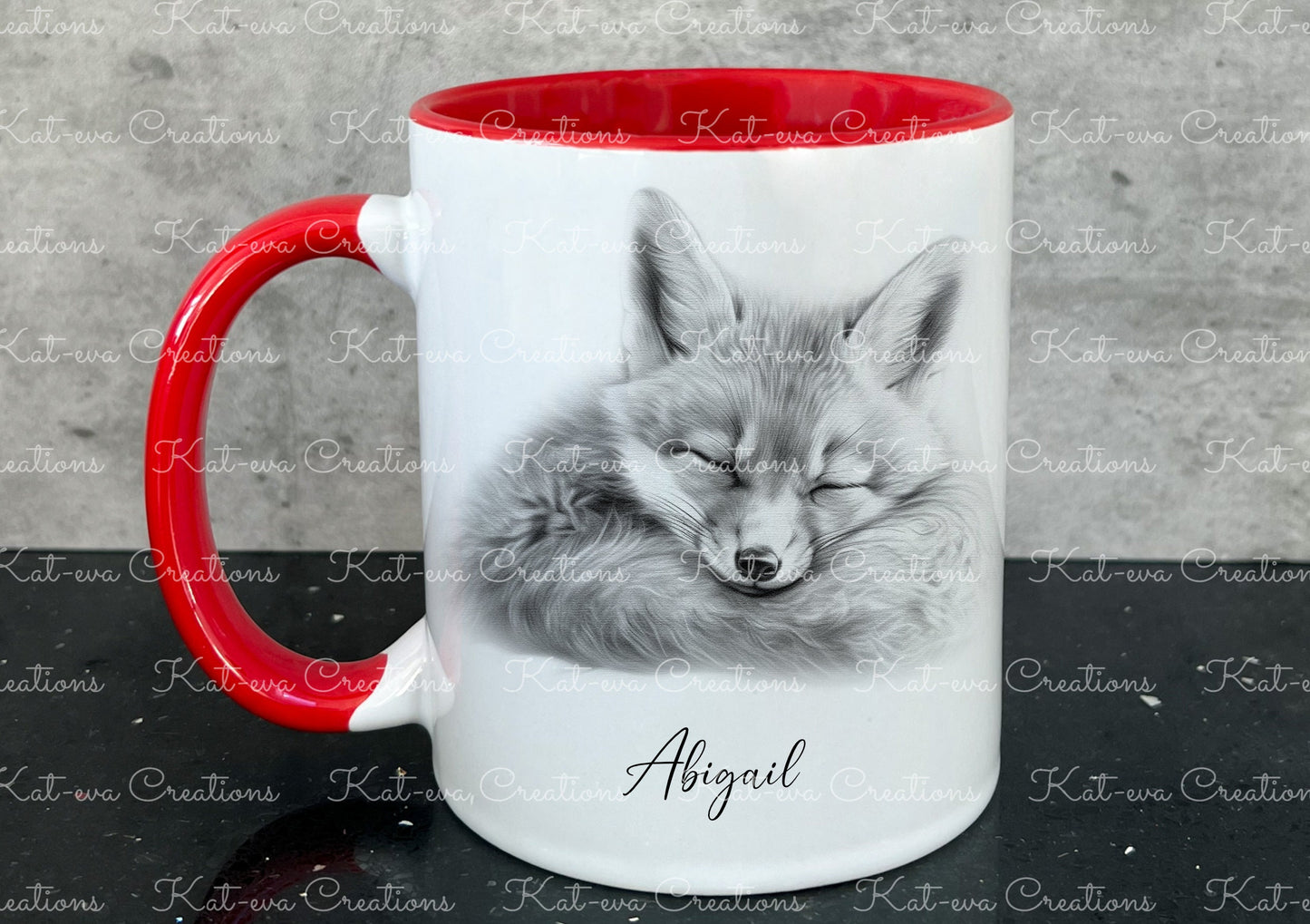 sleeping fox mug. Personalised fox cup. Ideal gift for Christmas. Birthday, secret santa or stocking filler