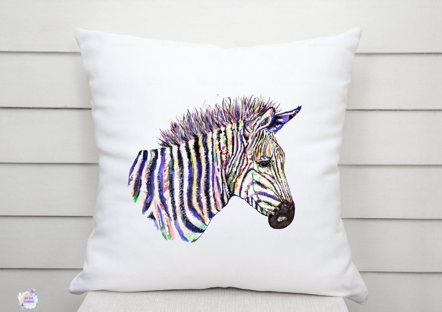Beautiful watercolour zebra cushion. can be personalised.
