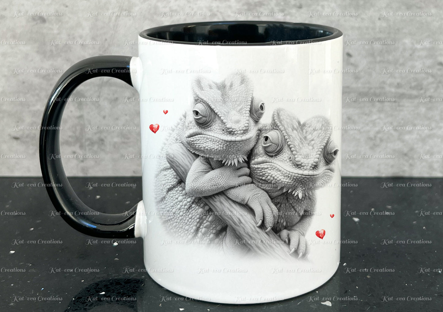 chameleon mug. Personalised chameleon couple cup. Ideal gift for Christmas. Birthday, secret santa or stocking filler. wildlife collection
