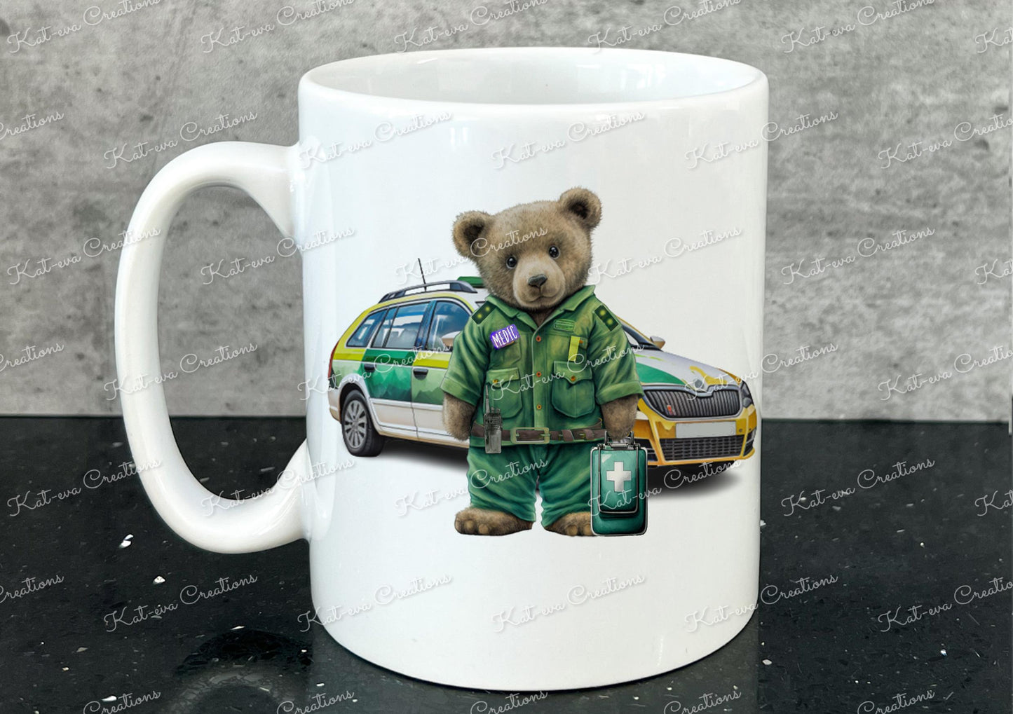 Paramedic mug. Medic cup. Personalised teddy cup. Ideal passing out gift.