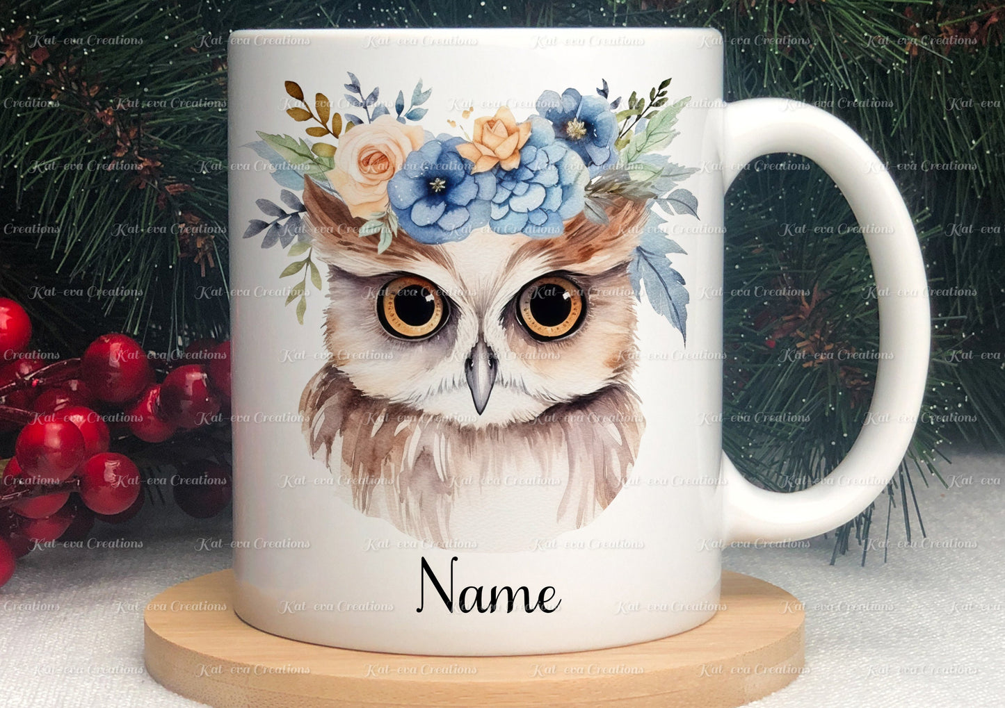 personalised owl mug. Gorgeous Floral owl Cup. Ideal for birthday, secret santa, stocking filler or Christmas present