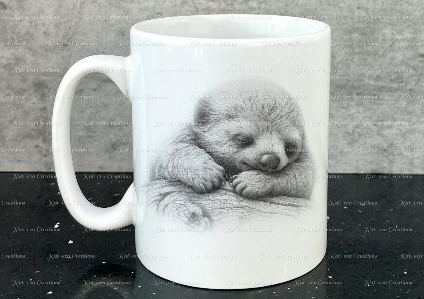 sleeping sloth mug. Personalised baby sloth cup. Ideal gift for Christmas. Birthday, secret santa or stocking filler
