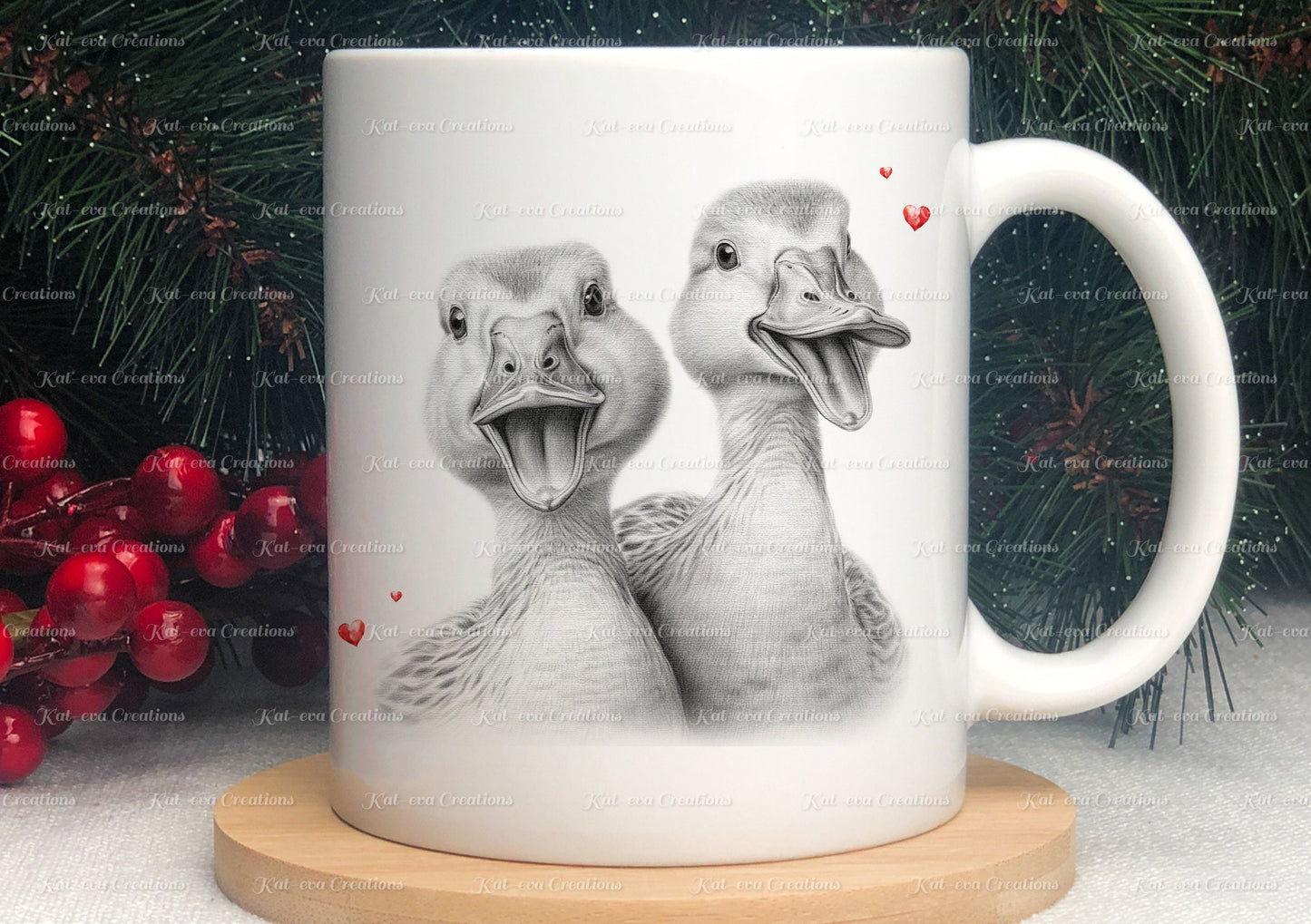 Duck mug. Personalised duck couple cup. Ideal gift for Christmas. Birthday, secret santa or stocking filler. wildlife collection