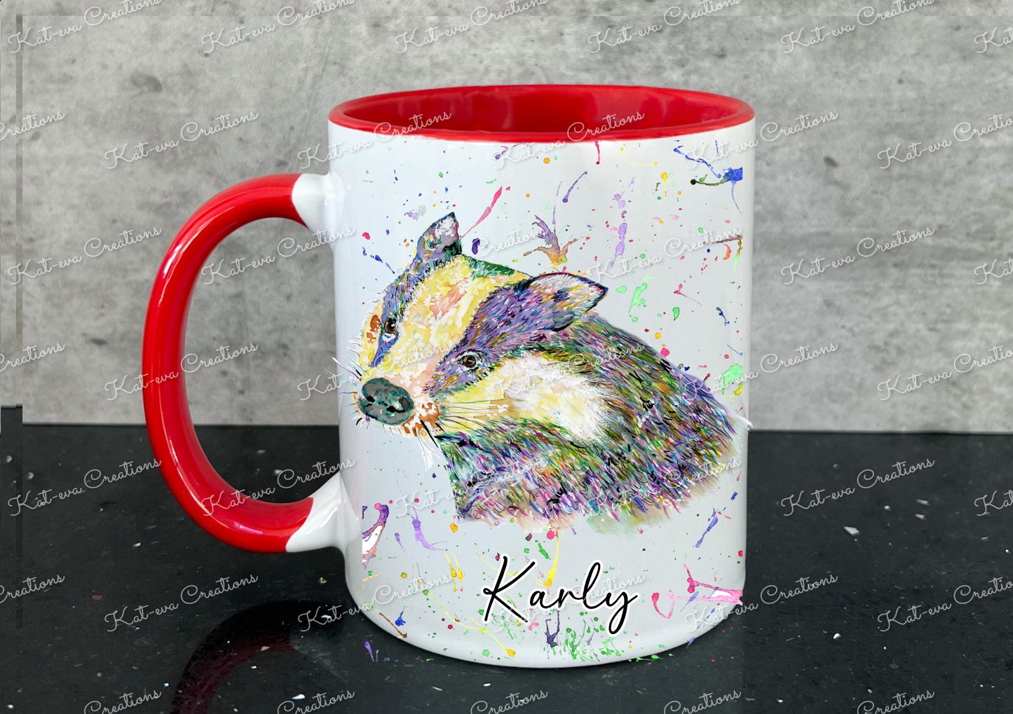 personalised badger mug. badger cup. beautiful christmas or birthday present. secret santa gift. xmas eve mug or stocking filler