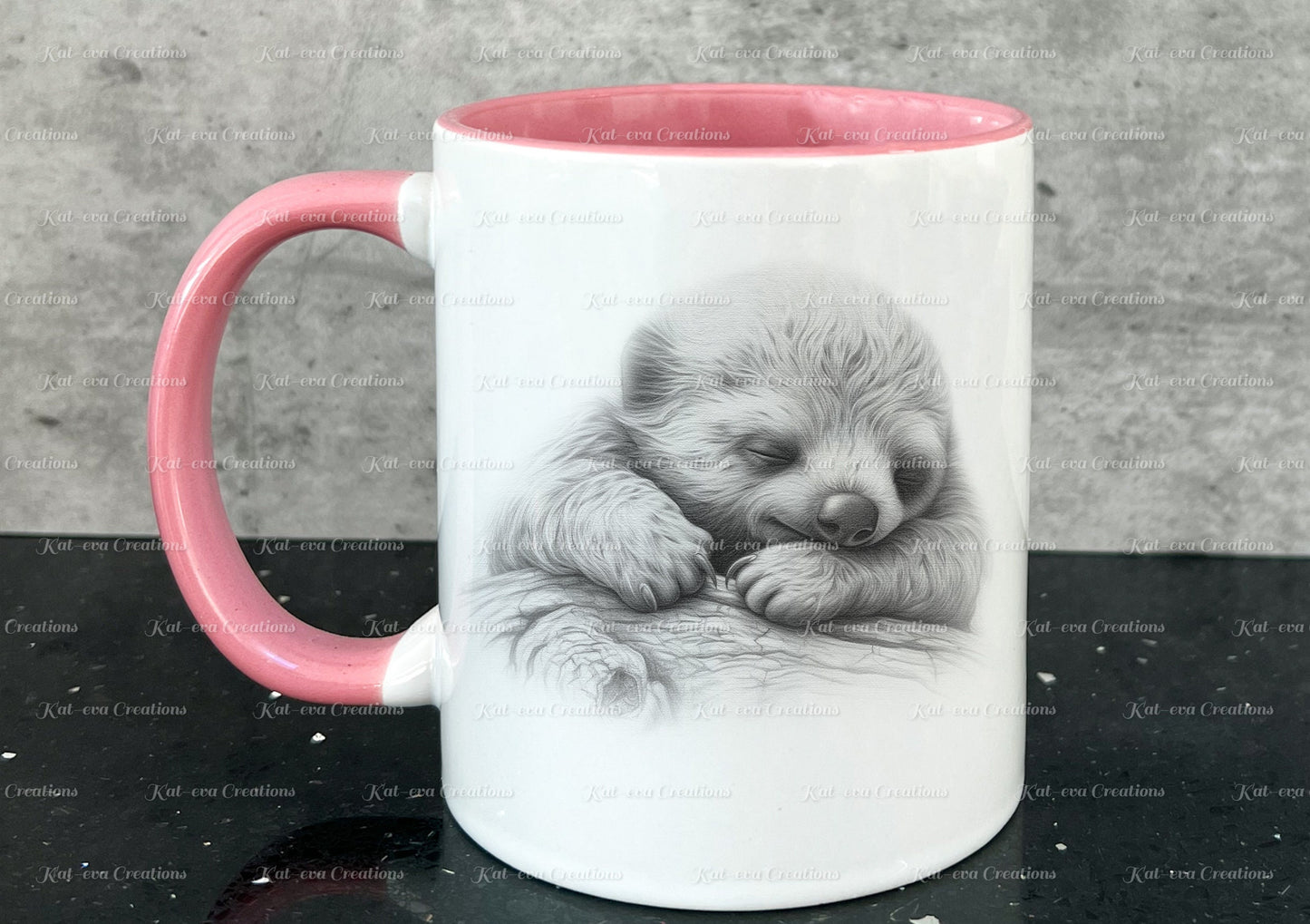 sleeping sloth mug. Personalised baby sloth cup. Ideal gift for Christmas. Birthday, secret santa or stocking filler