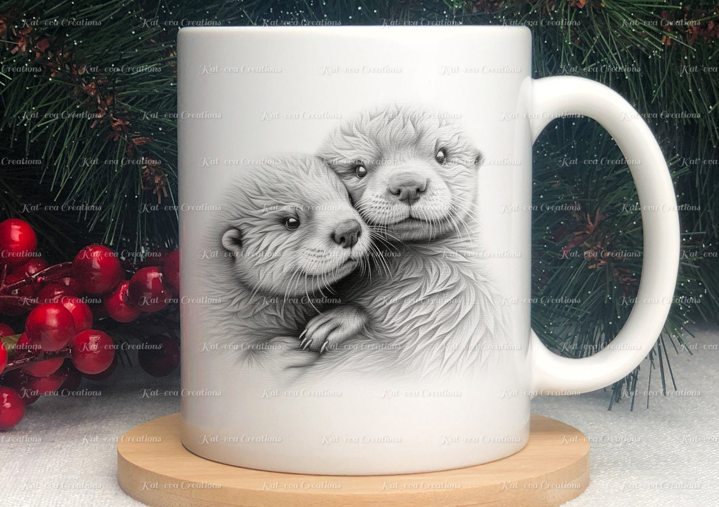 Otter mug. Personalised otter couple cup. Ideal gift for Christmas. Birthday, secret santa or stocking filler. wildlife collection