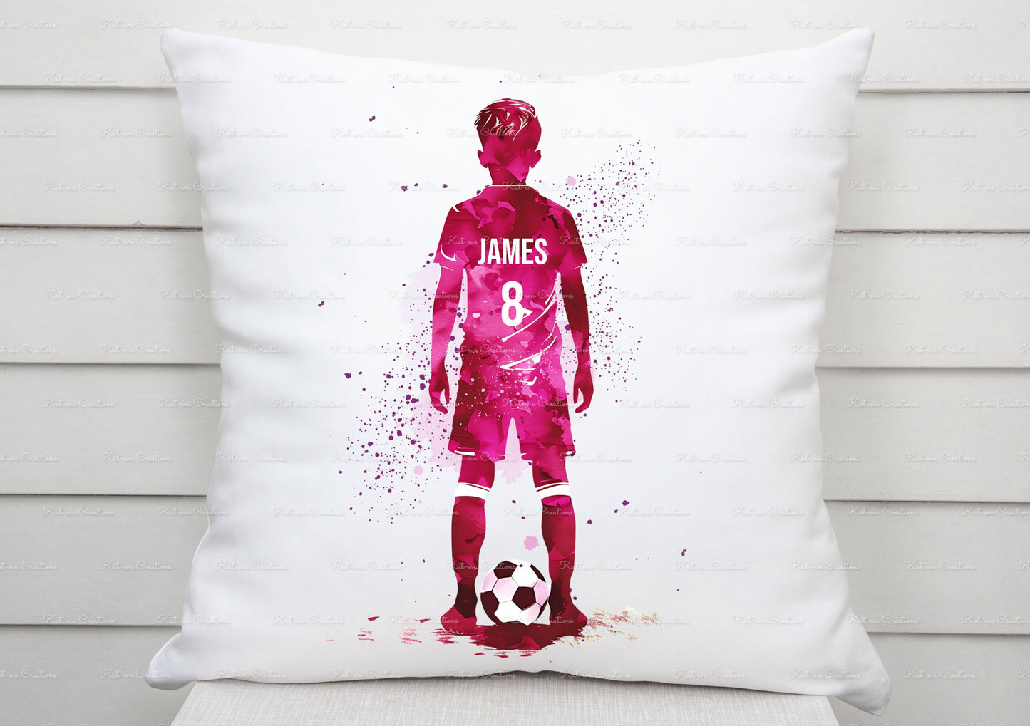 Football cushion. Personalised footballer pillow. Boys bedroom decor. Birthday or christmas gift