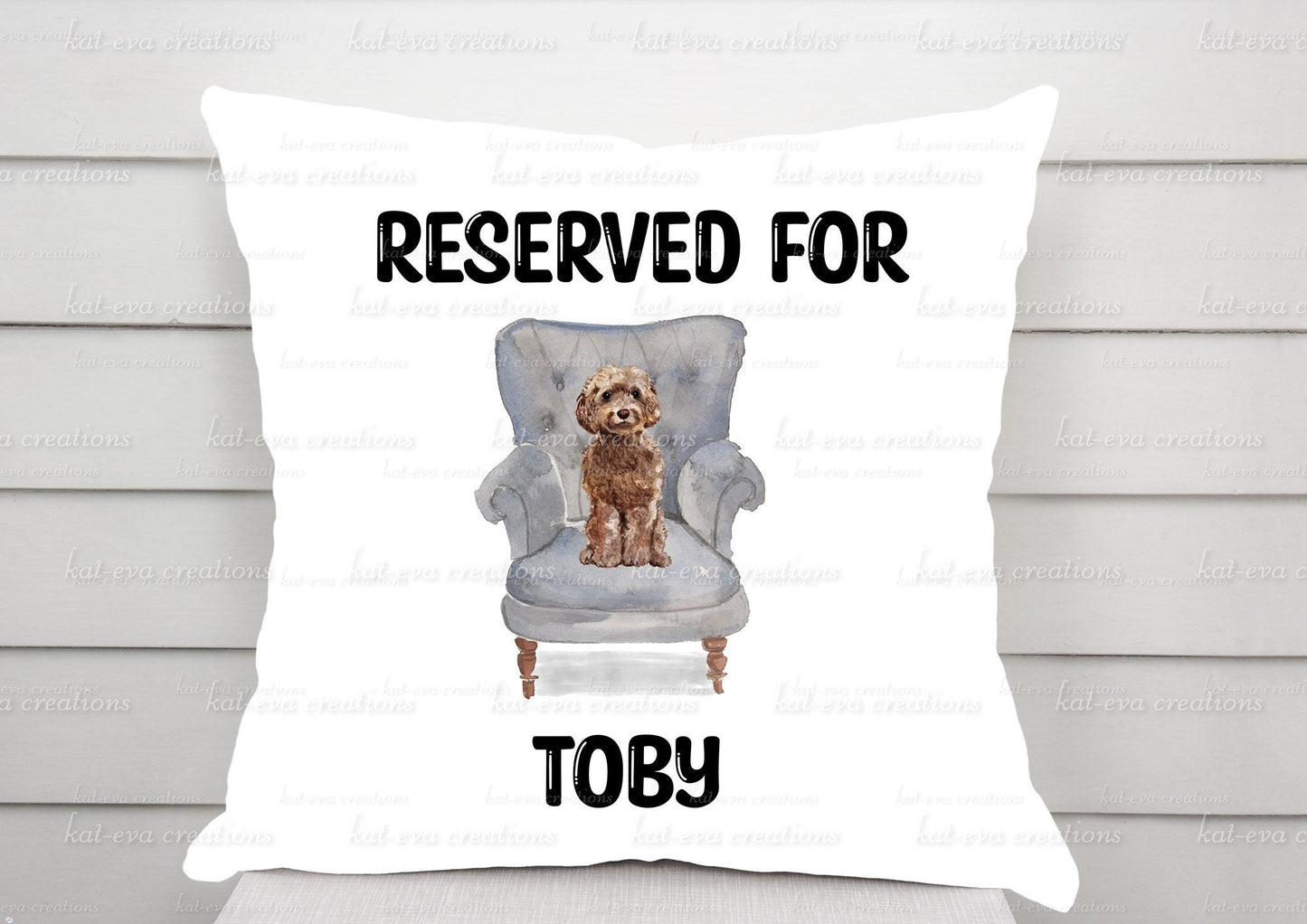 Personalised dog cushion. Lots of breeds available. spaniel, poodle, bulldog, and more