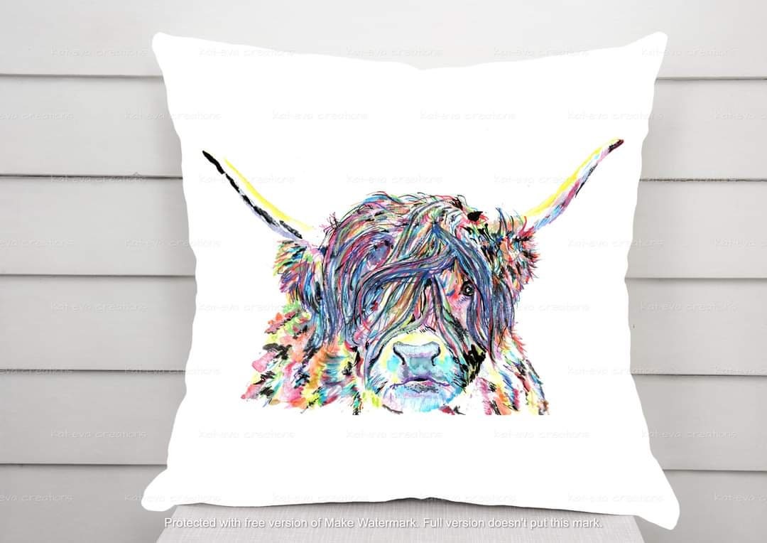 personalised highland cow cushion
