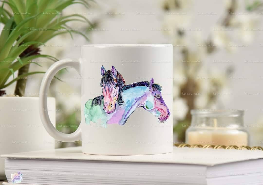 Watercolour horse mug. can be personalised.