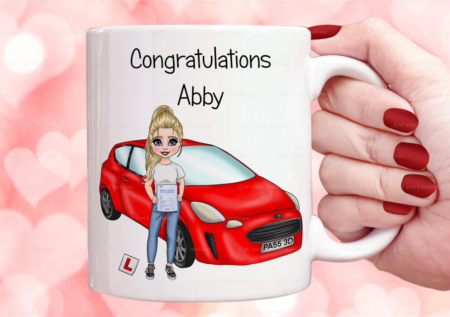 Driving test mug. personalised congratulations on passing you driving test mug. You have passed.