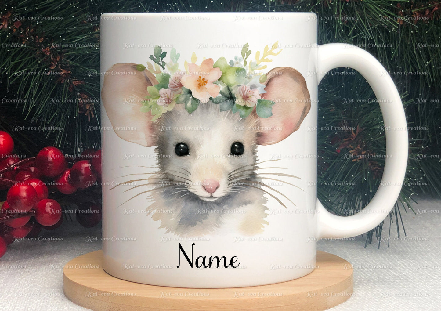 personalised mouse mug. Gorgeous Floral mouse Cup. Ideal for birthday, secret santa, stocking filler or Christmas present