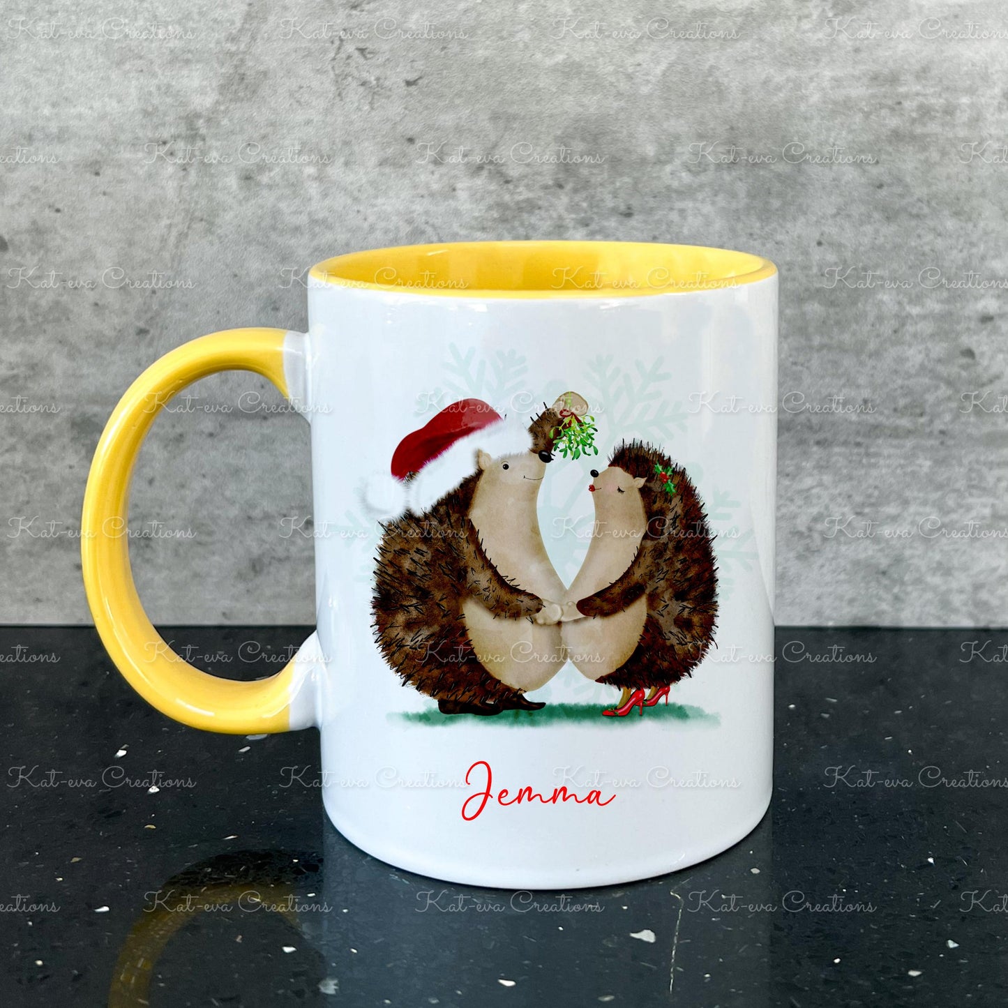 hedgehog mug. Christmas hedgehog cup. can be personalised. Ideal Christmas, birthday, secret Santa or stocking filler gift