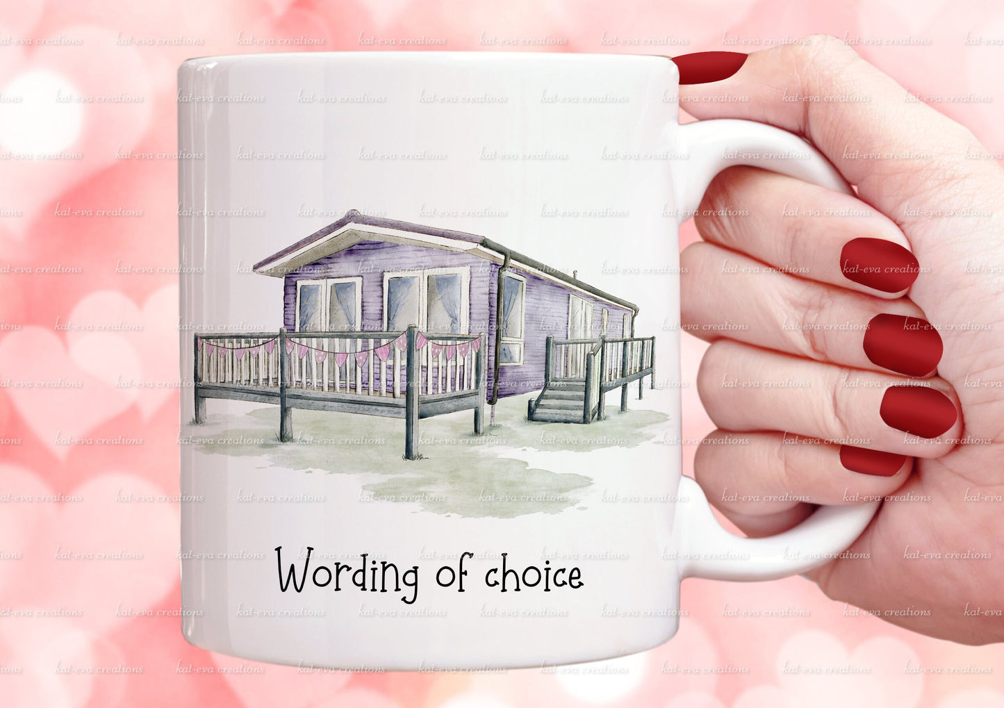 static caravan mug. personalised vintage static caravan cup. choice of colours
