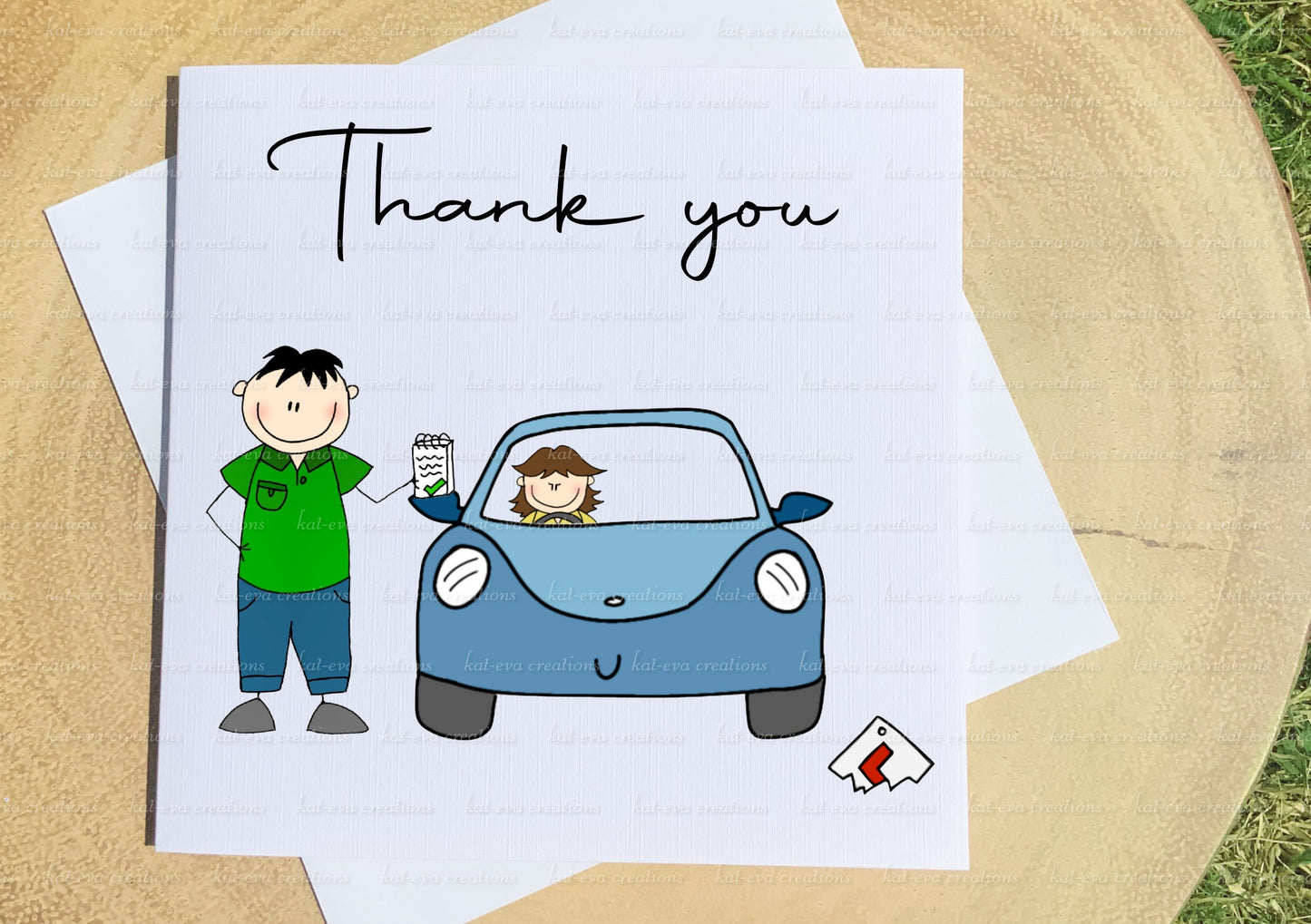 driving test card. thank you driving instructor card. can be personalised