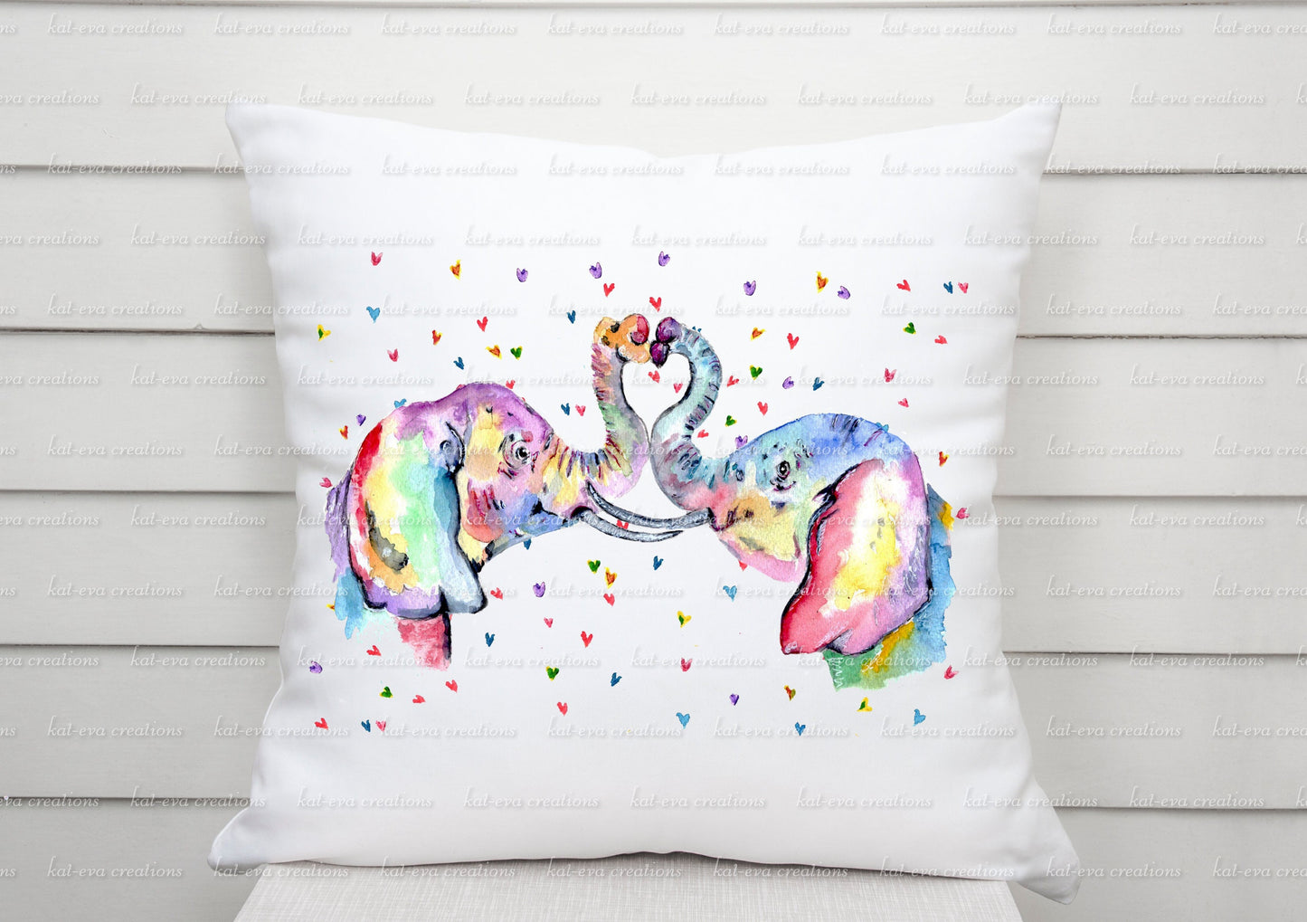Personalised elephant cushion. Elephant couple. ideal valentine, engagement or wedding present