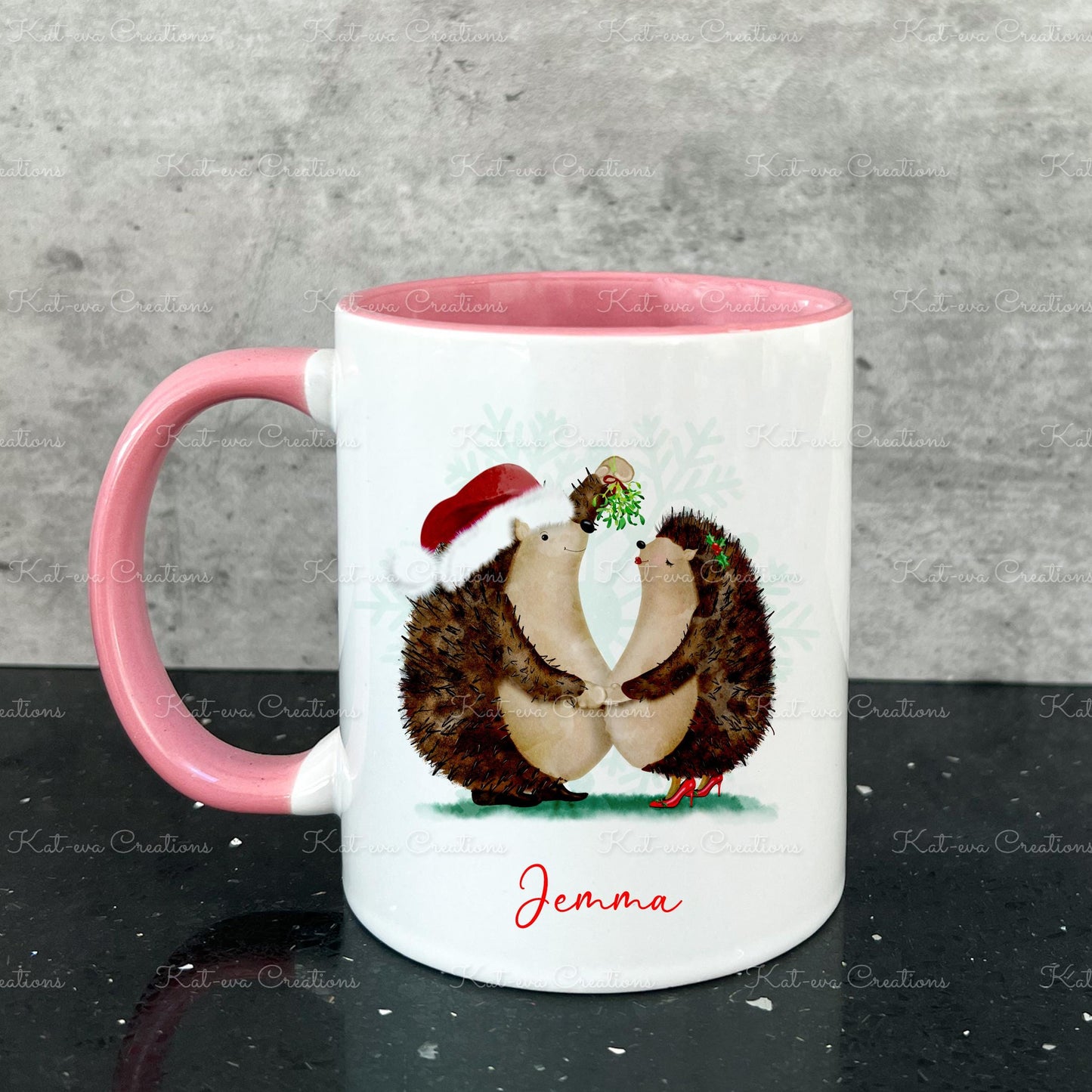 hedgehog mug. Christmas hedgehog cup. can be personalised. Ideal Christmas, birthday, secret Santa or stocking filler gift