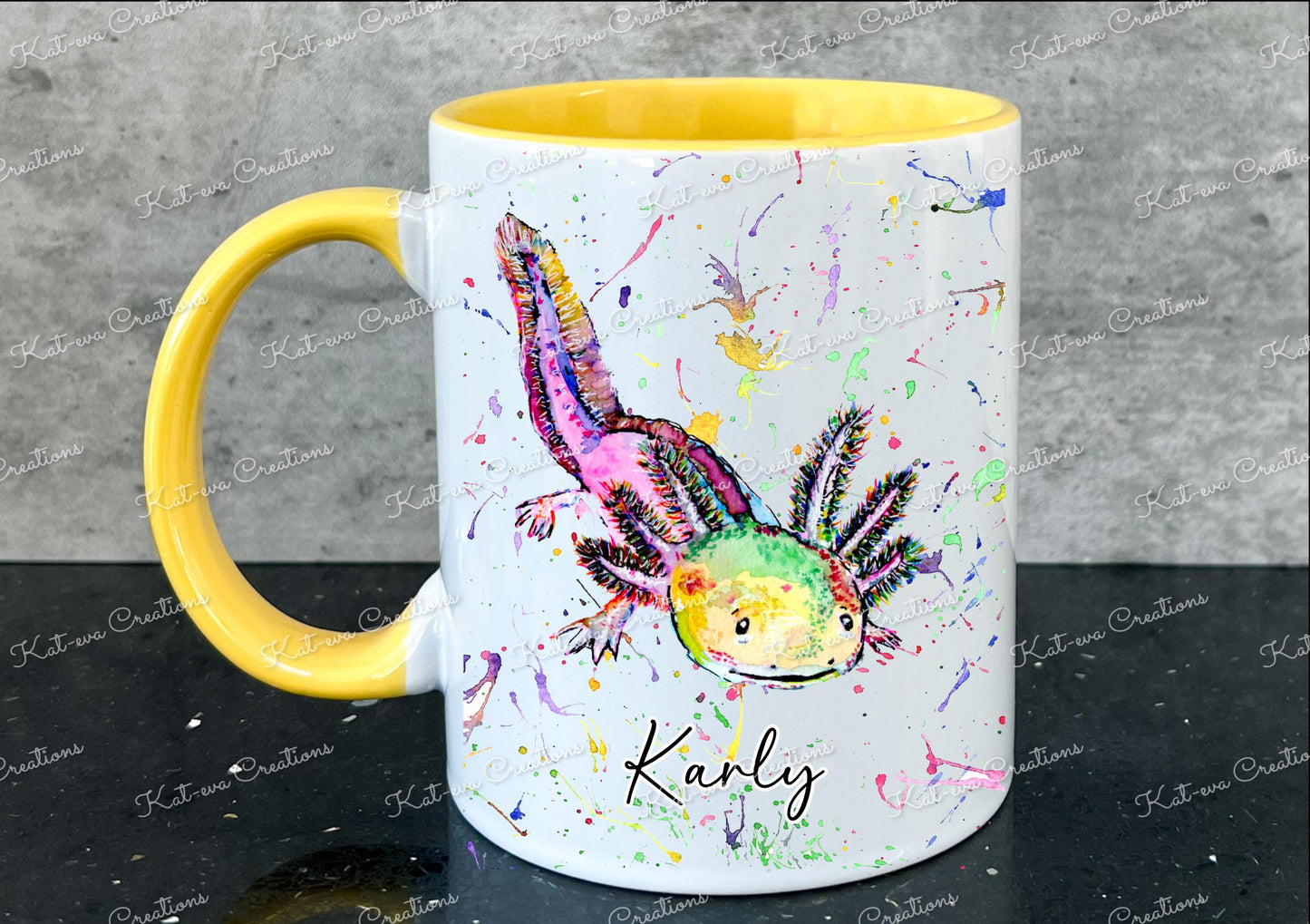 axolotl mug, personalised axolotl cup. Christmas eve mug, christmas or birthday present. Secret santa gift or stocking filler.