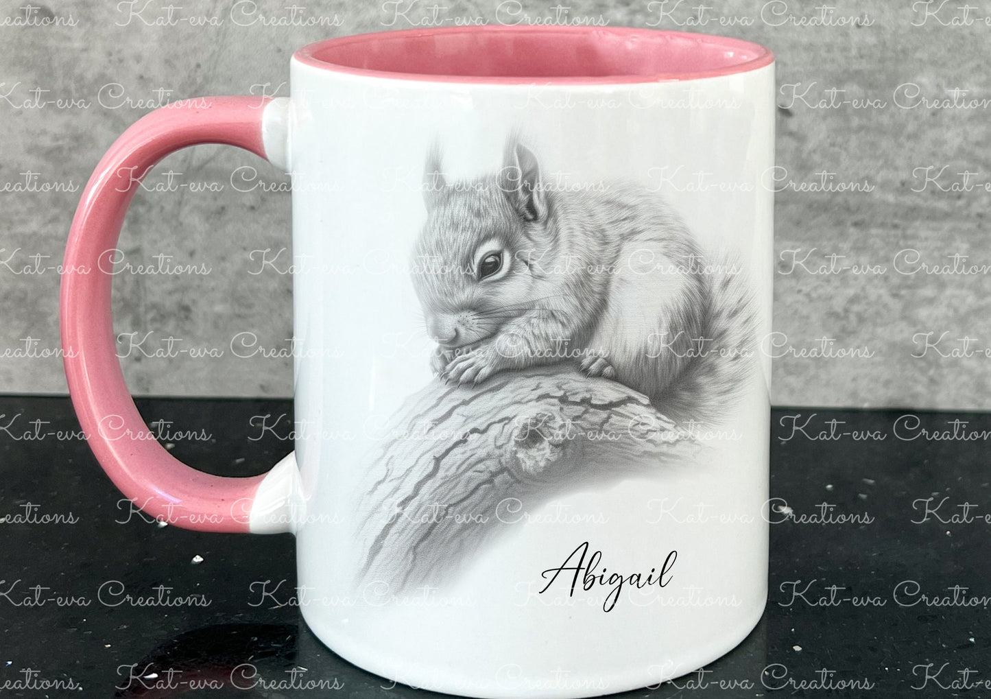 squirrel mug. Personalised squirrel cup. Ideal gift for Christmas. Birthday, secret santa or stocking filler