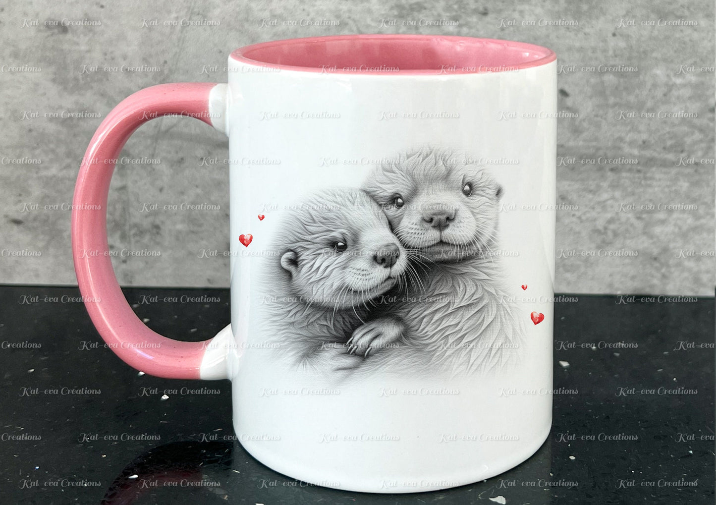 Otter mug. Personalised otter couple cup. Ideal gift for Christmas. Birthday, secret santa or stocking filler. wildlife collection
