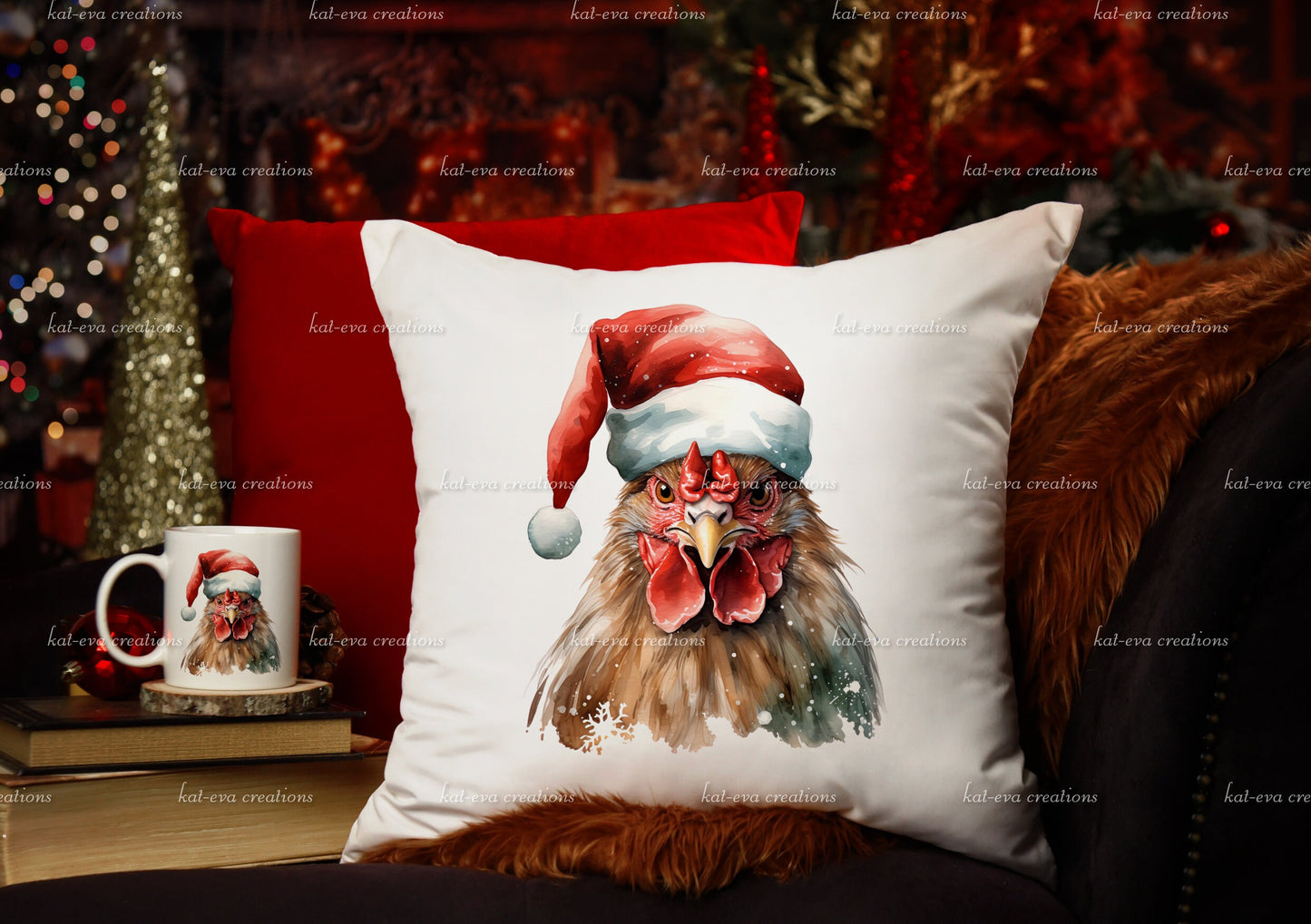 chicken Mug, personalised Christmas chicken / rooster mug. Ideal Christmas gift. stocking filler or secret Santa present
