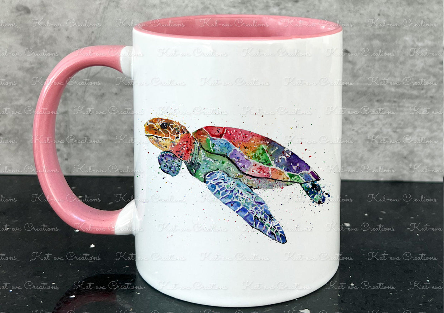 personalised turtle mug, available with or without coaster. ideal birthday or christmas present or secret santa gift
