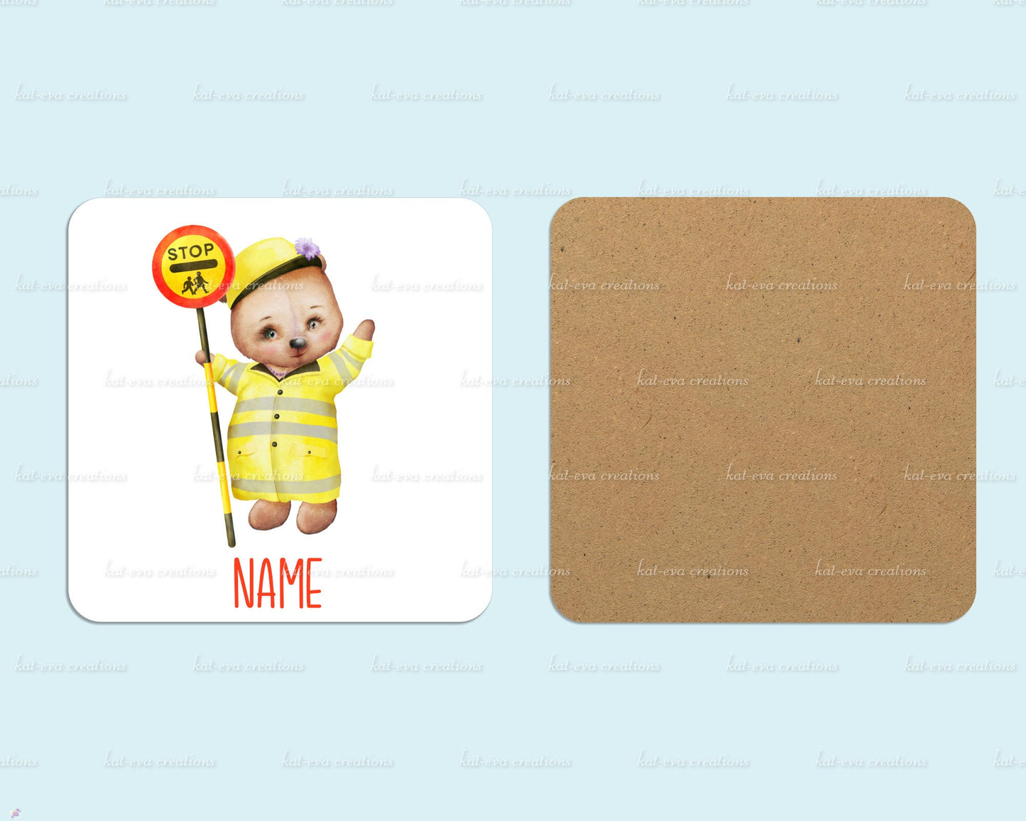personalised lollipop lady / man / crossing patrol bear 11oz mug or mug and coaster set