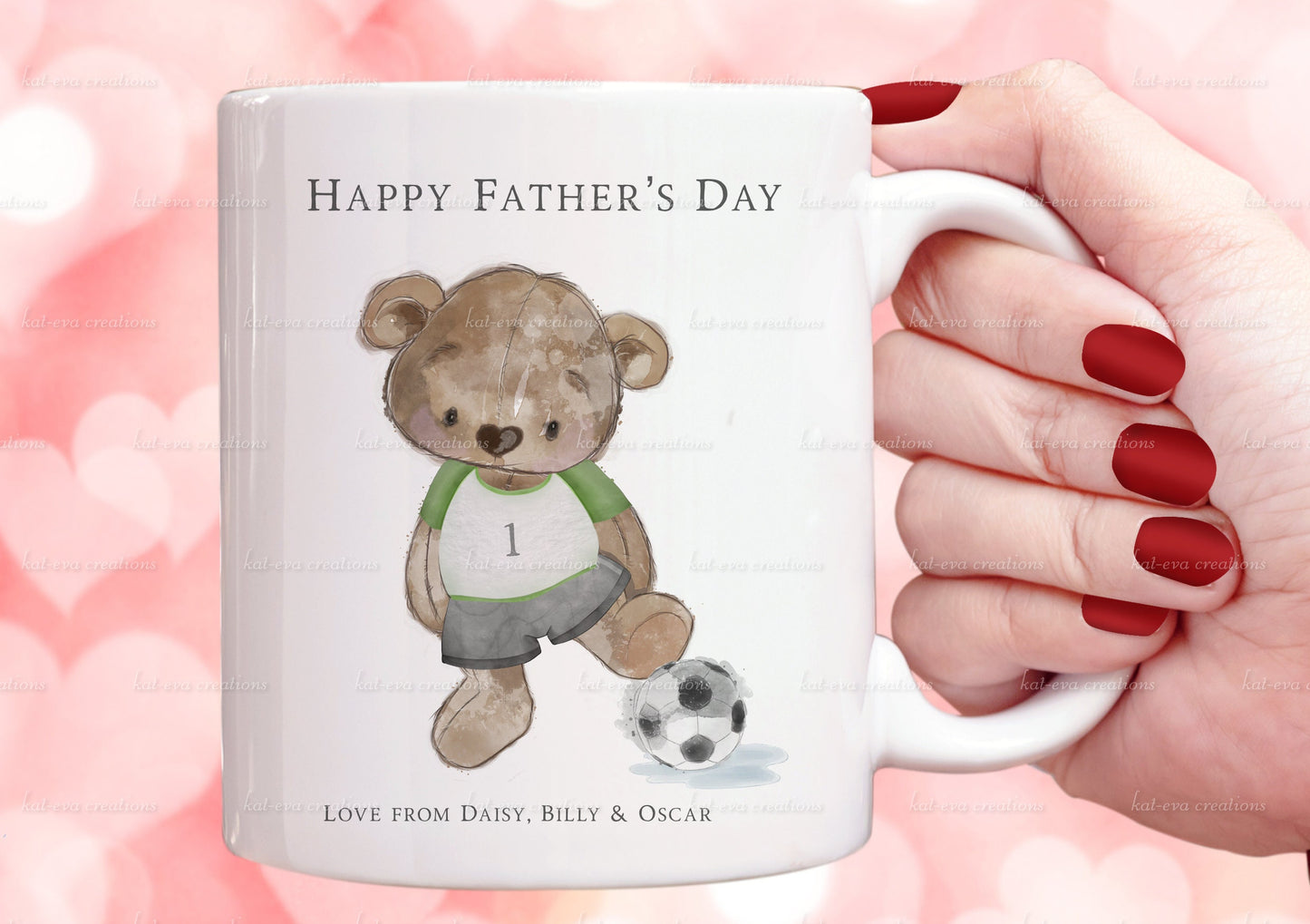 bear football mug, personalised football cup, ideal for fathers day, birthdays, or coach thank you gifts