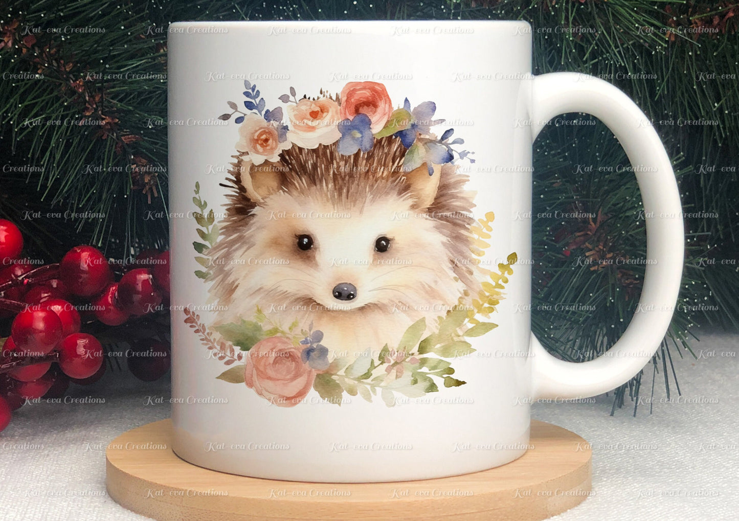 Hedgehog mug. personalised Floral hedgehog Cup. Ideal for birthday, secret santa, stocking filler or Christmas present