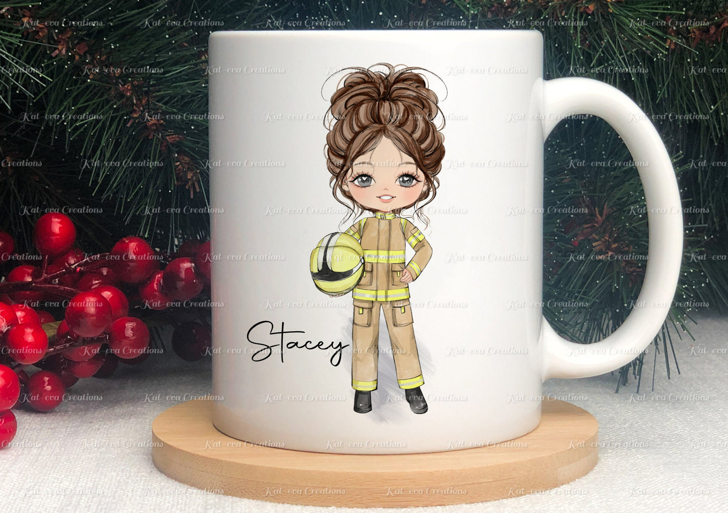 personalised firefighter mug. fireman cup, ideal for christmas, birthday or secret santa gift