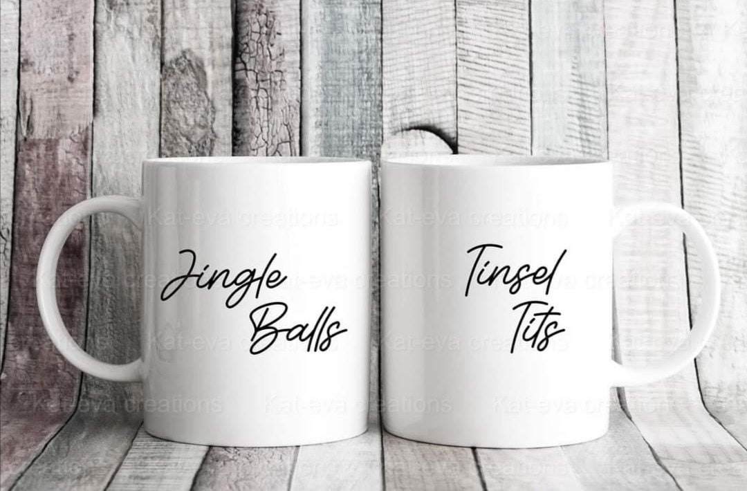 Naughty santa or mrs claus personalised mug. Ideal secret santa or joke present