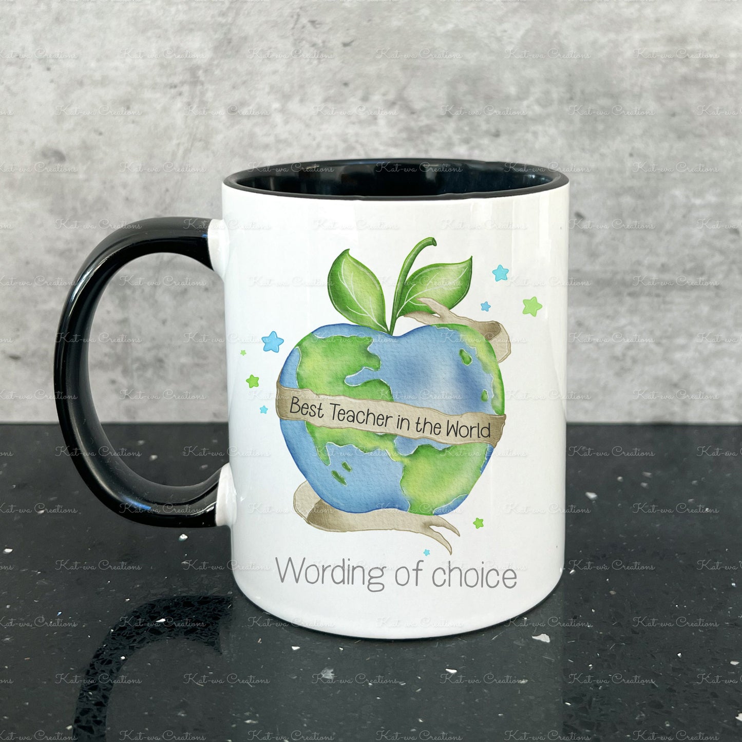 Teacher's mug. personalised teachers cup. best teacher in the world gift. teaching assistant present. apple for my teacher