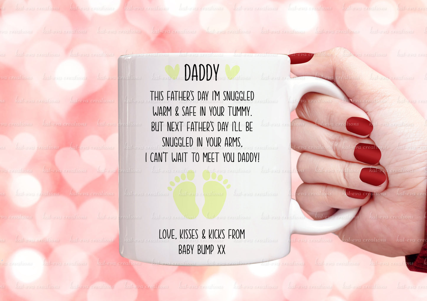 father's day pregnancy mug. Can be personalised with scan picture and names