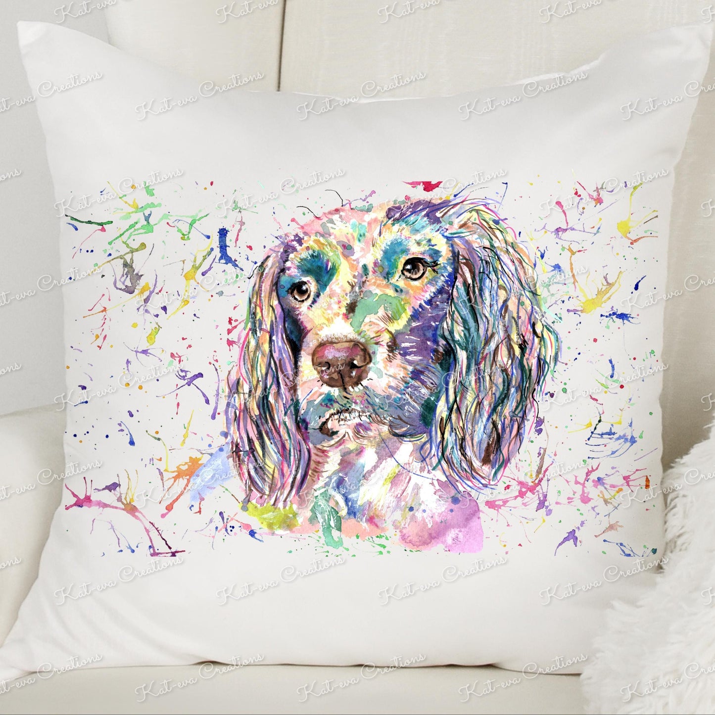 Spaniel cushion. Personalised Springer spaniel pillow. Ideal Christmas present or birthday gift for Sprocker lover.