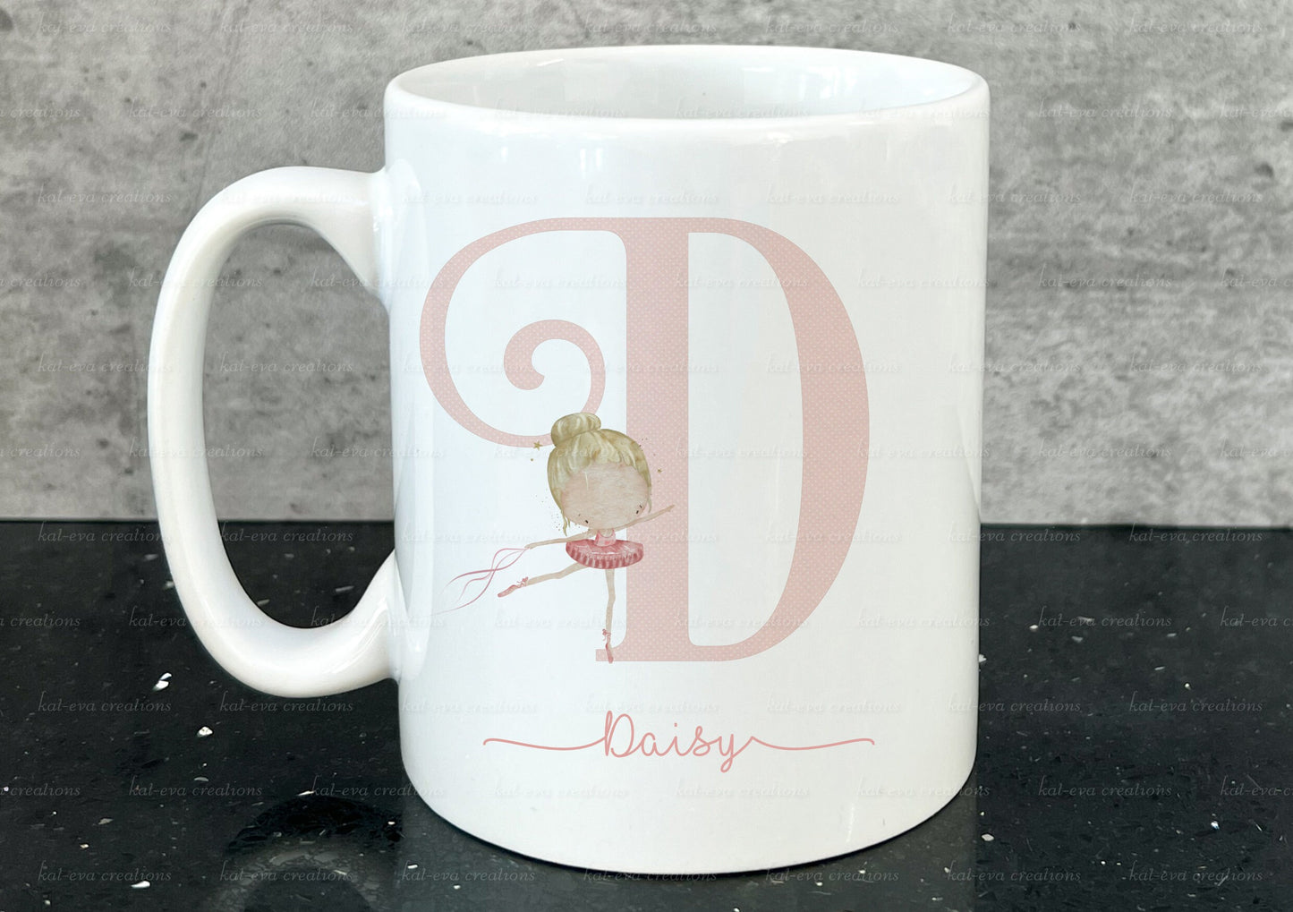 Ballerina Mug, personalised ballet dancer cup, ballet initial cup