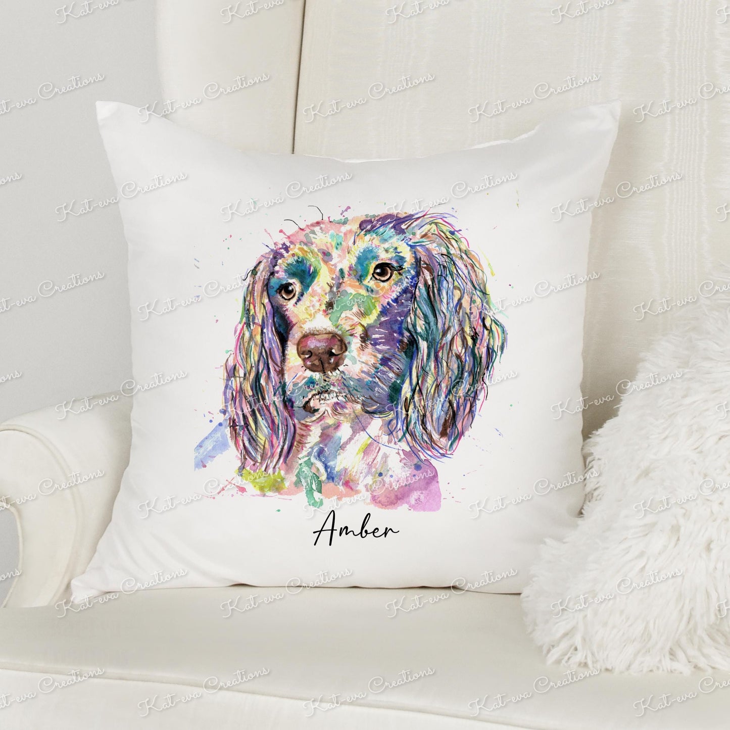 Spaniel cushion. Personalised Springer spaniel pillow. Ideal Christmas present or birthday gift for Sprocker lover.