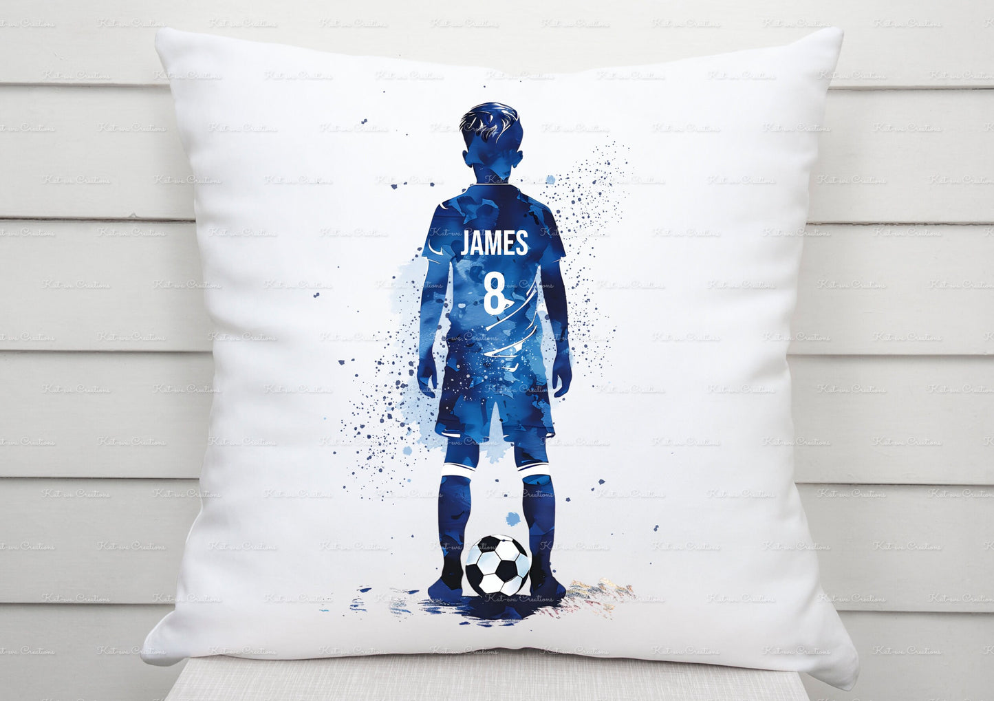 Football cushion. Personalised footballer pillow. Boys bedroom decor. Birthday or christmas gift