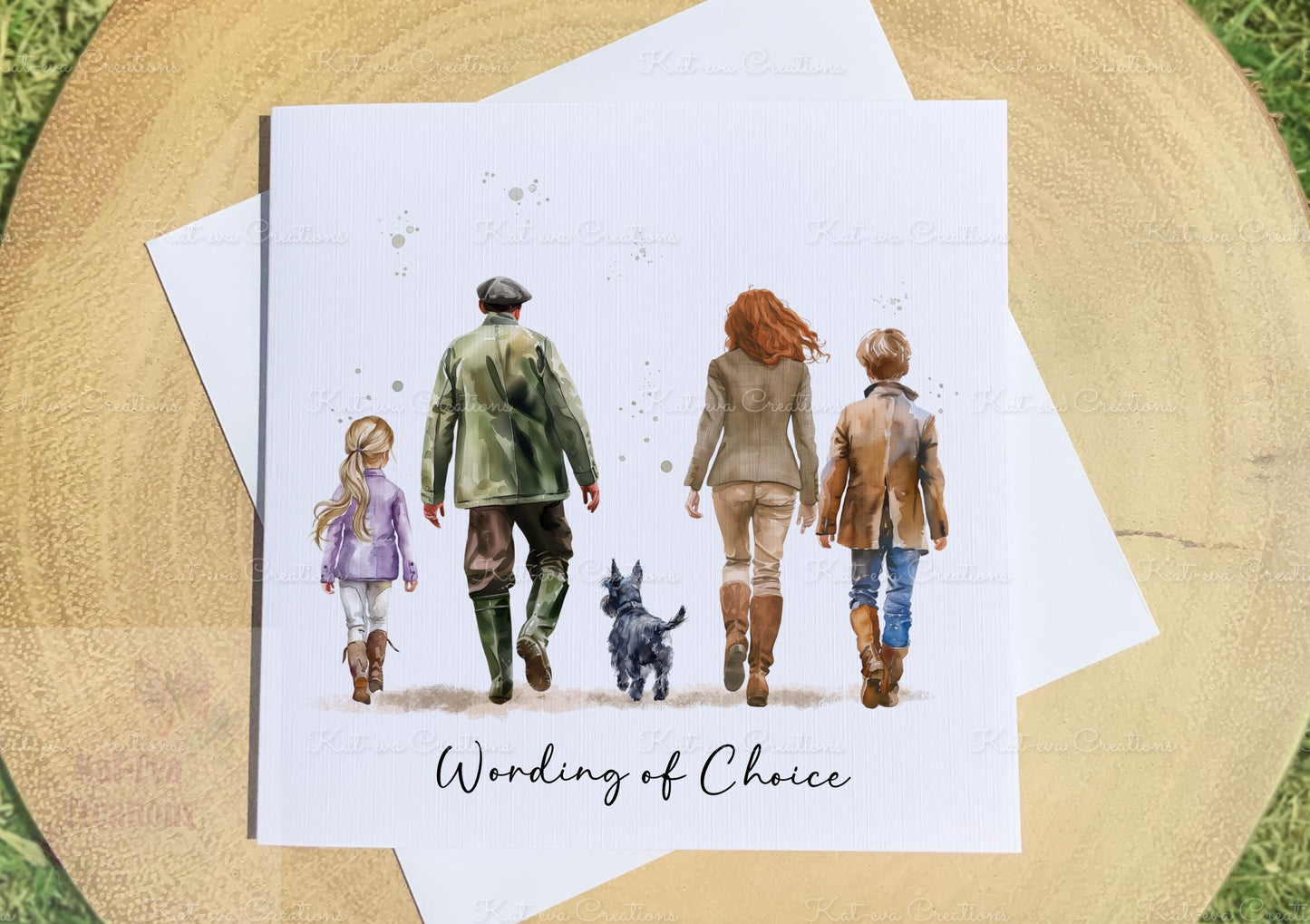 Dog card. Country famer family card. personalised dog card. Lots of different people and dogs available