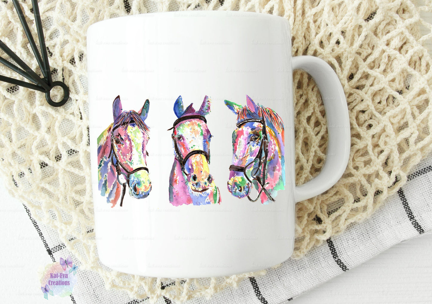 Watercolour horse mug can be personalised