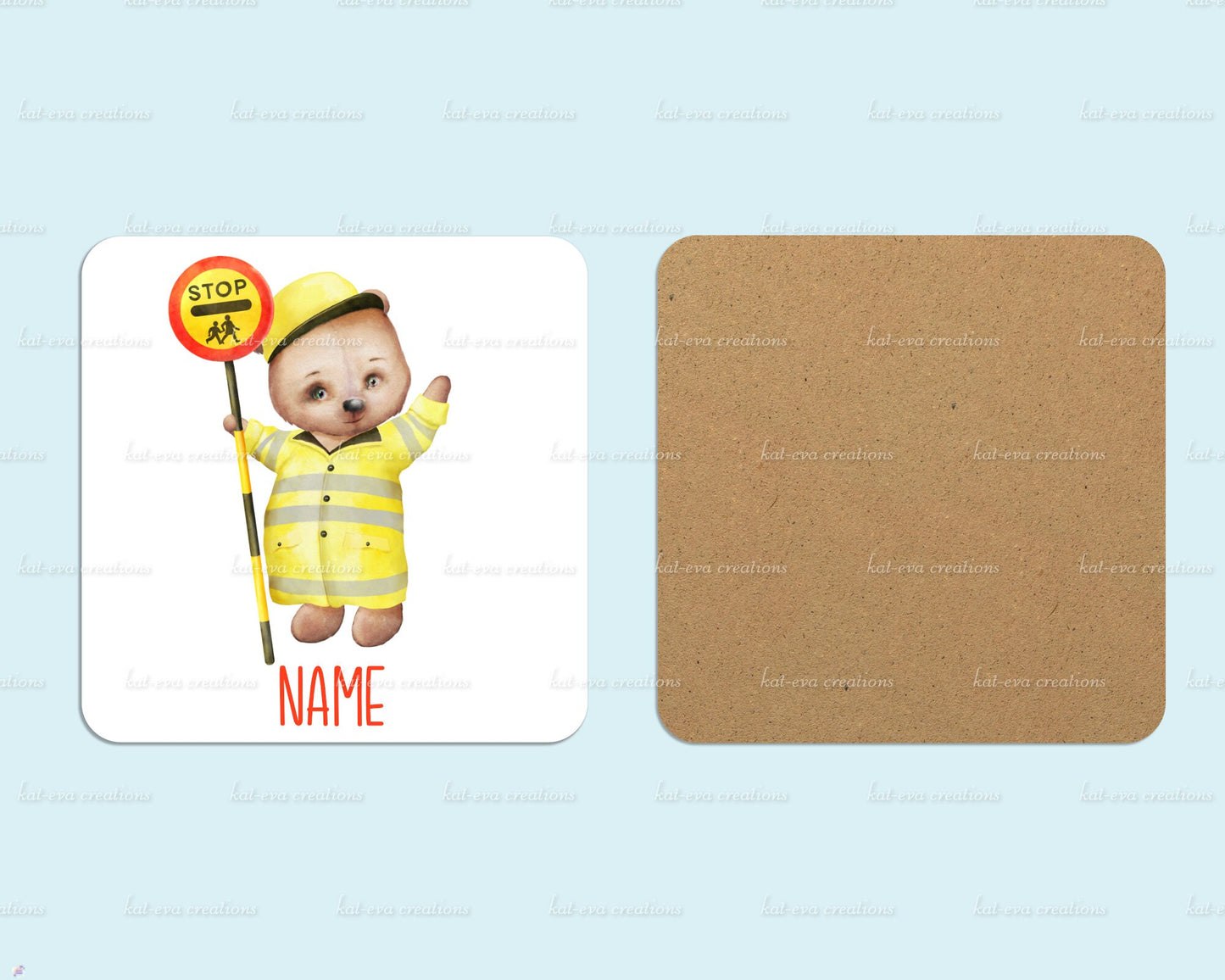 personalised lollipop lady / man / crossing patrol bear 11oz mug or mug and coaster set