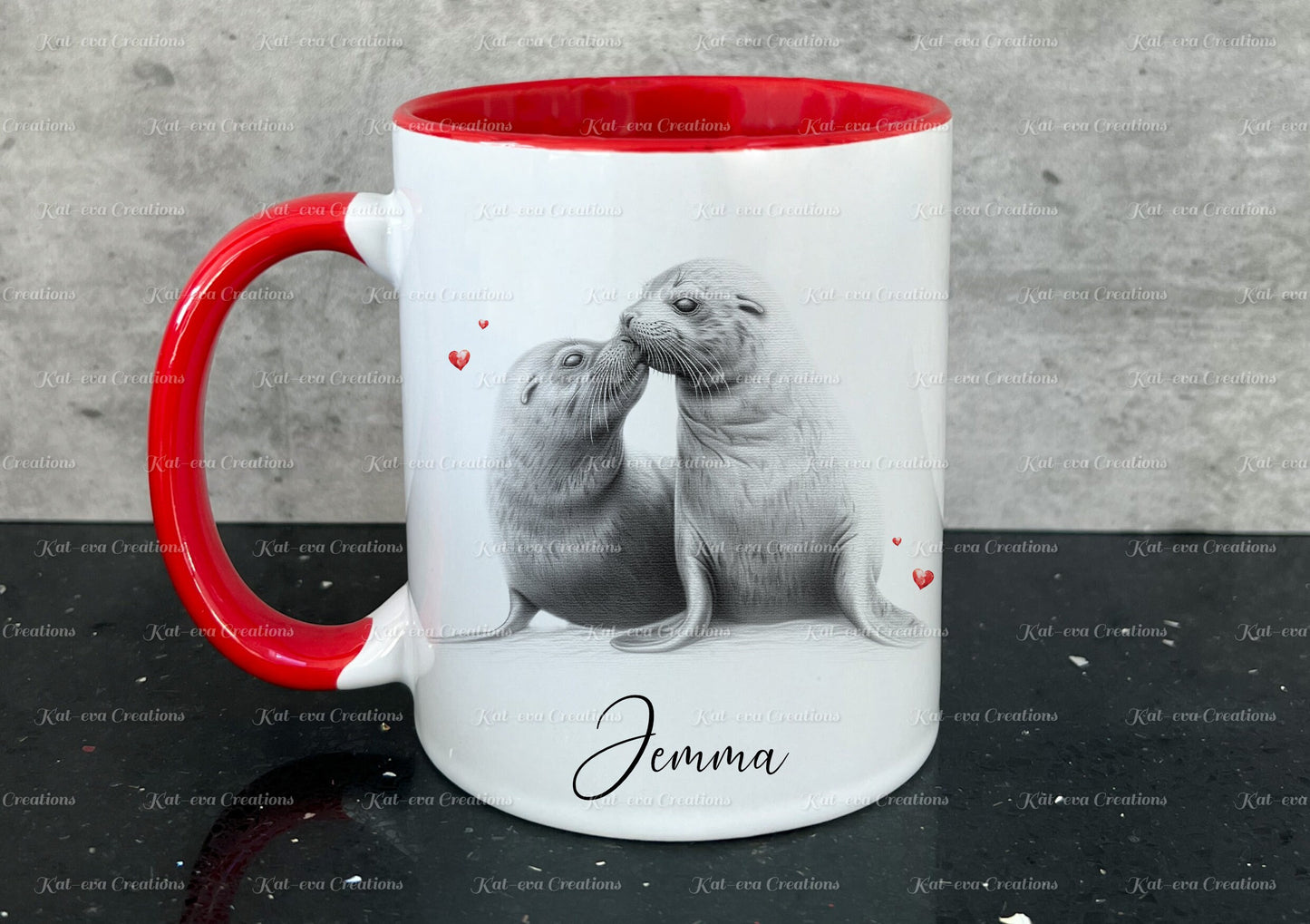 seal mug. Personalised seal bear couple cup. Ideal gift for Christmas. Birthday, secret santa or stocking filler. arctic collection