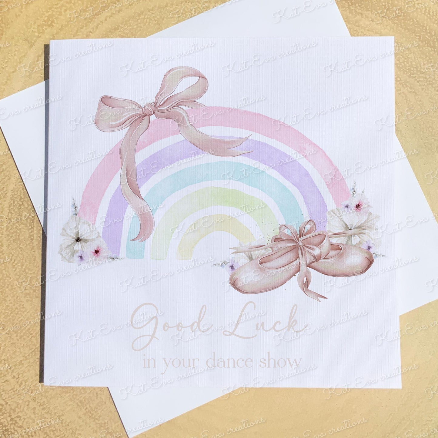 Personalised ballet, ballerina card. Ballet slipper rainbow. Good luck, well done, congratulations or birthday card. Choice of wording