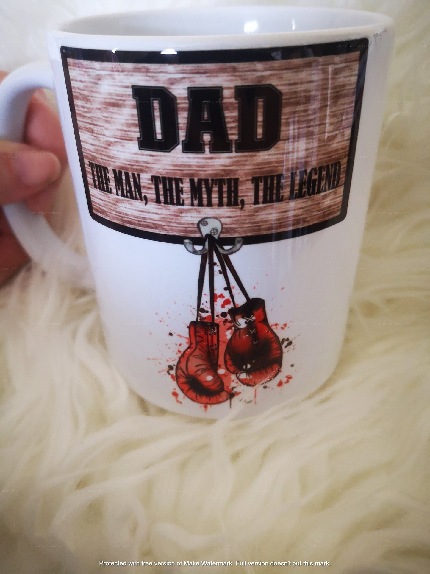 Dad / grandad the man, the myth the legend boxing glove 11oz mug can be personalised