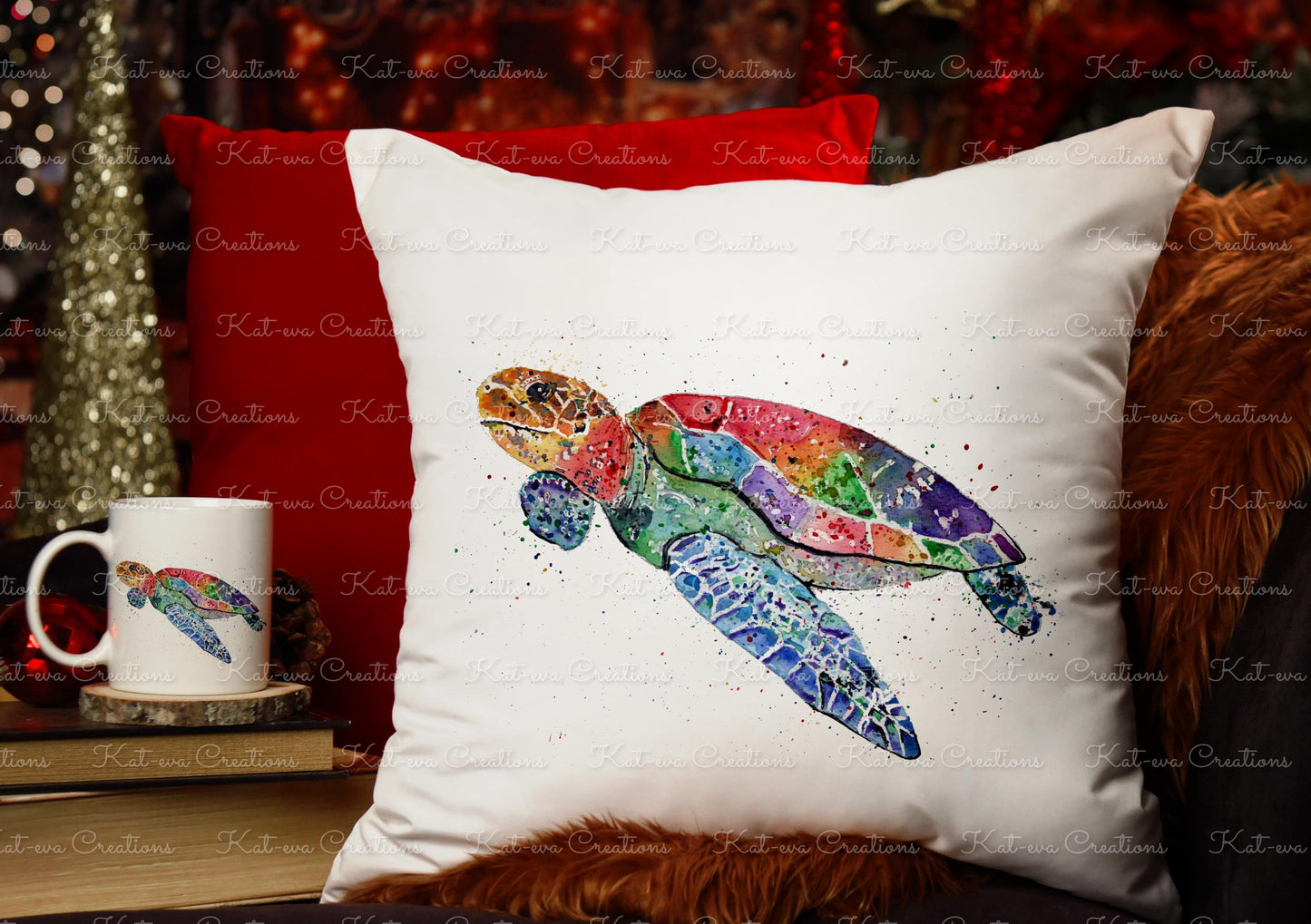 Personalised turtle cushion. ideal pillow for Birthday or Christmas gift or Secret santa present