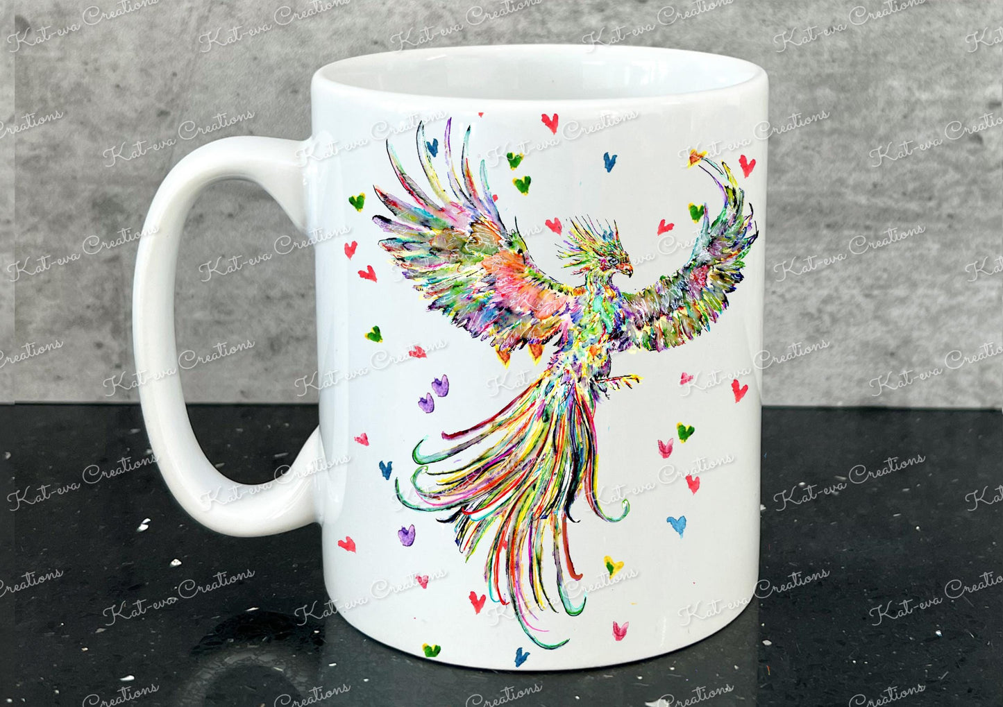 Beautiful phoenix mug. Personalised phoenix cup. ideal christmas or birthday gift. Secret santa present idea