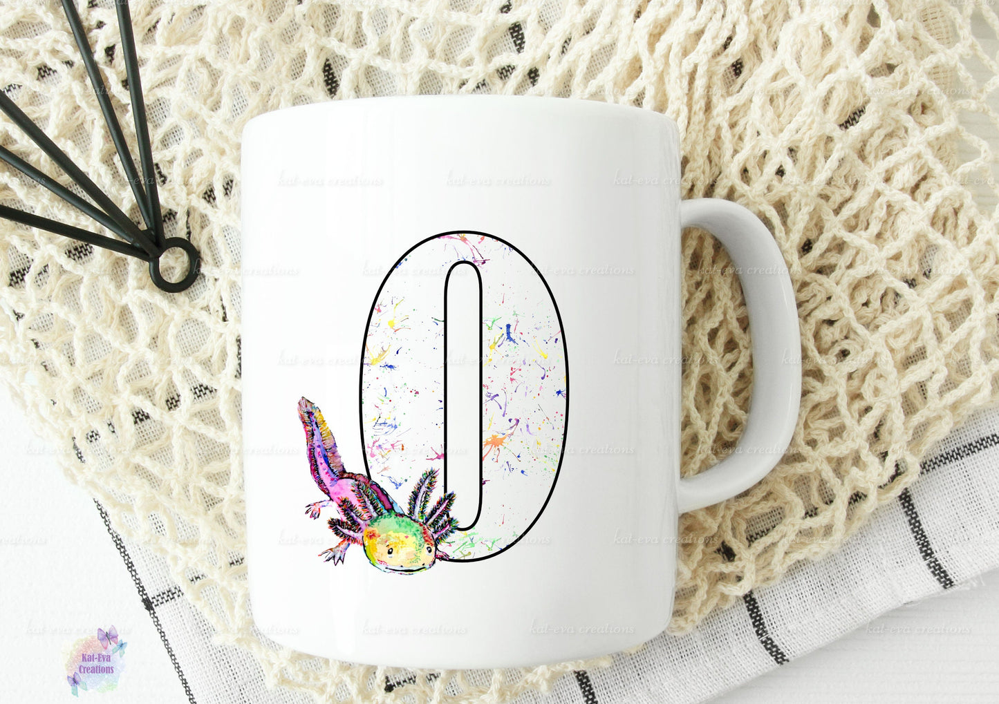 Personalised axolotl initial mug