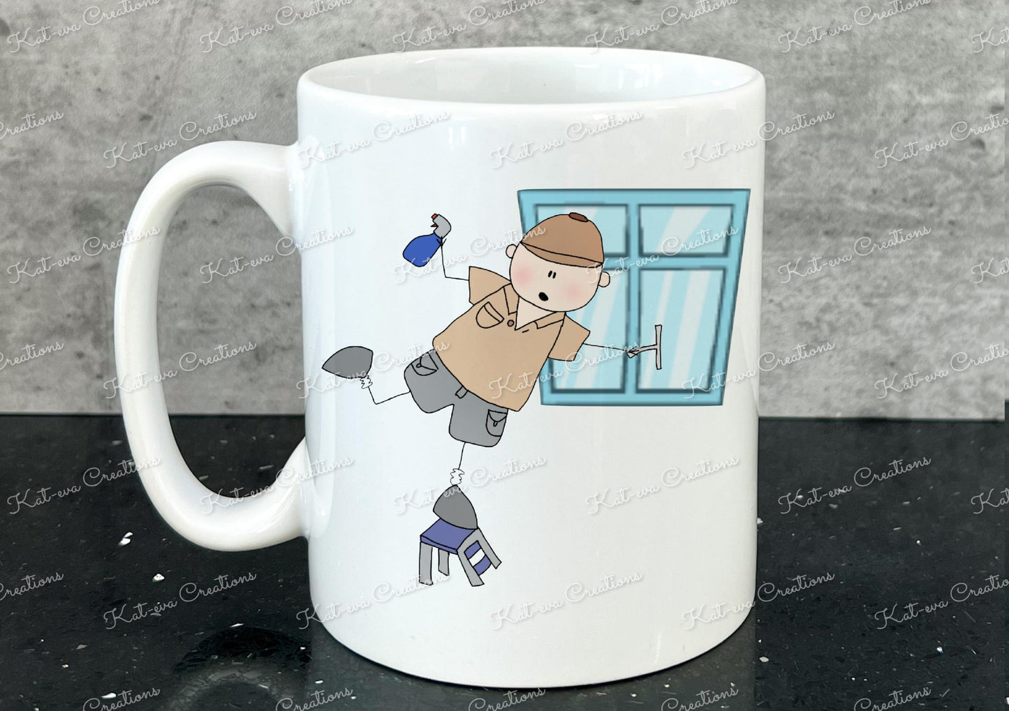 window cleaner mug. Personalised window cleaner cup. Thank you gift. or christmas present