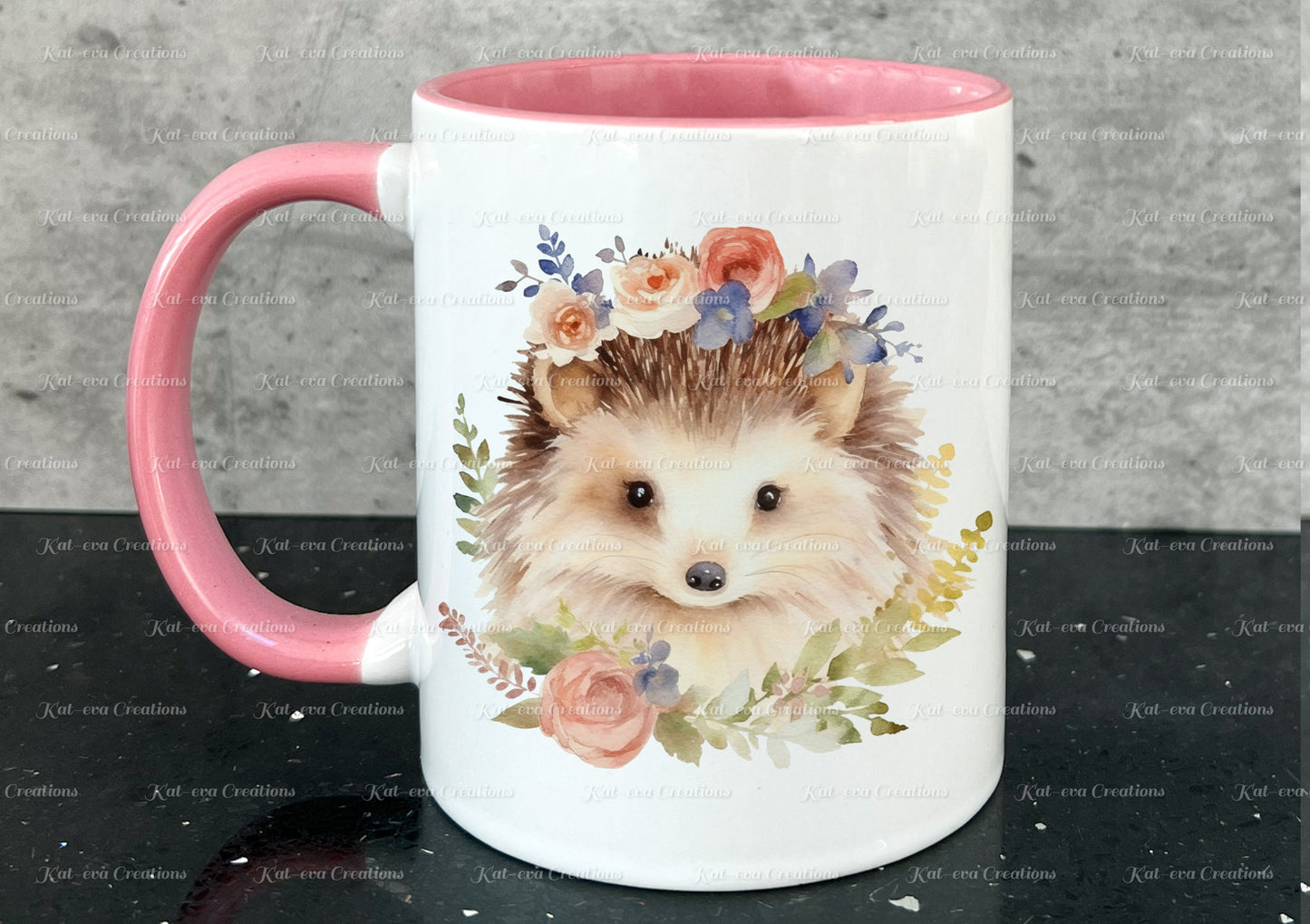 Hedgehog mug. personalised Floral hedgehog Cup. Ideal for birthday, secret santa, stocking filler or Christmas present
