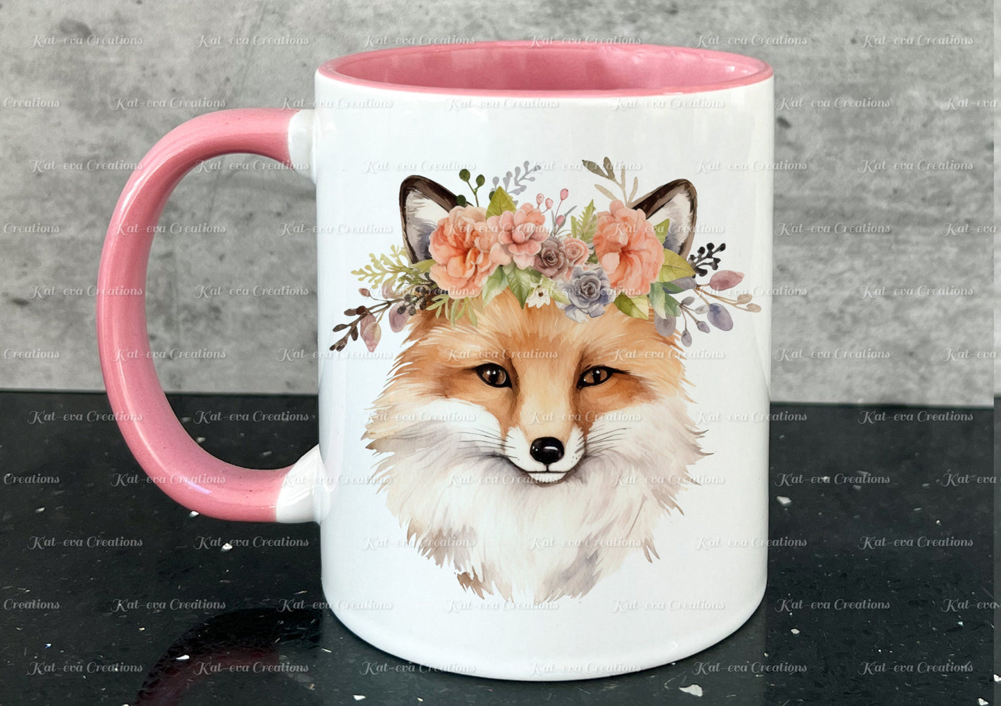 personalised fox mug. Gorgeous Floral fox Cup. Ideal for birthday, secret santa, stocking filler or Christmas present