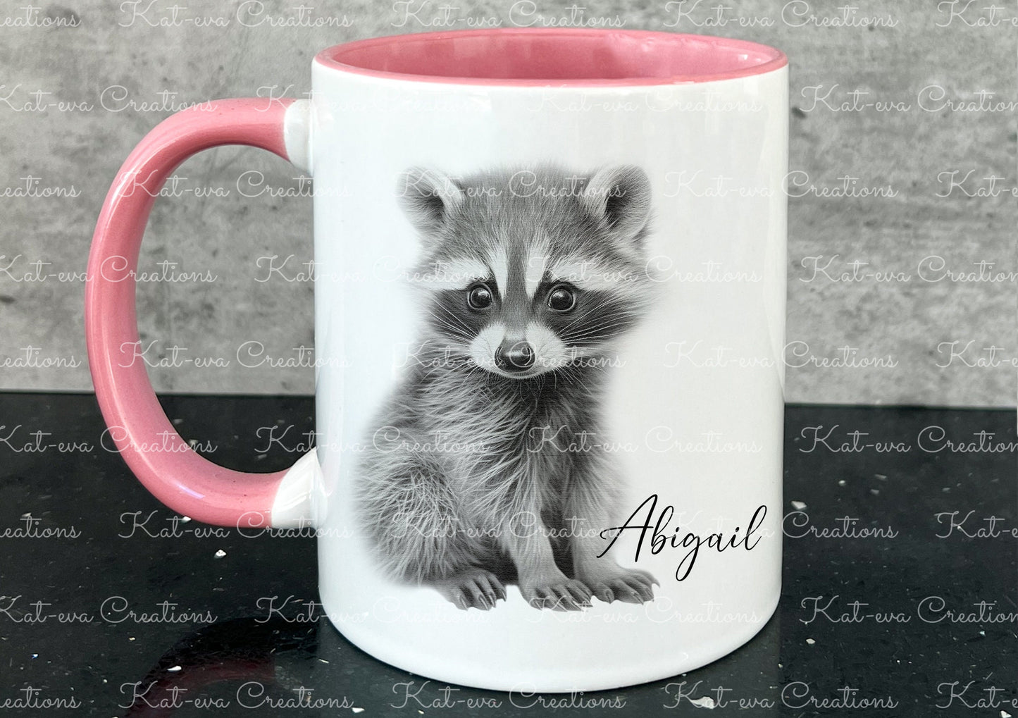 raccoon mug. Personalised raccoon cup. Ideal gift for Christmas. Birthday, secret santa or stocking filler